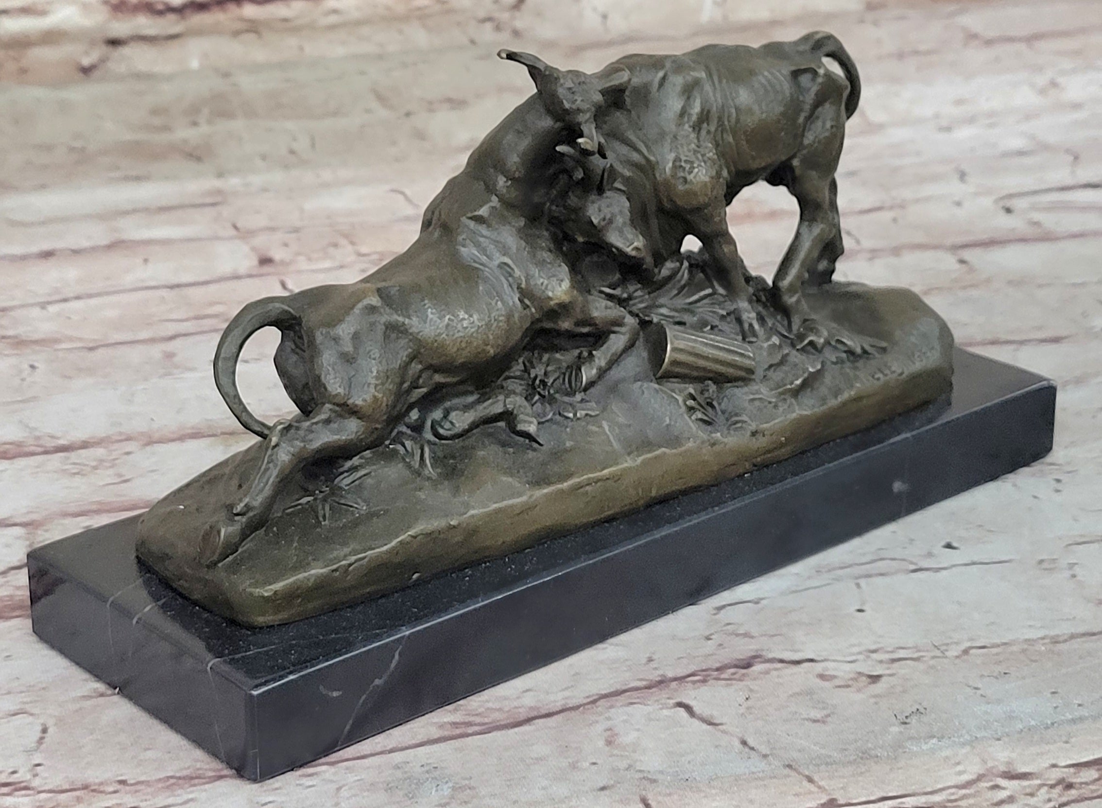Hot Cast Bull Bulls Fighthing 100% Solid Bronze Sculpture Figurine Figure Home Decor