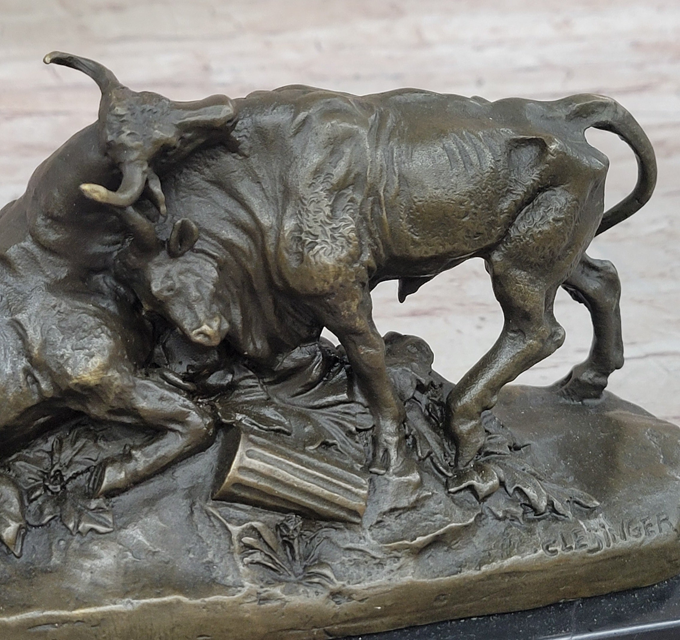 Hot Cast Bull Bulls Fighthing 100% Solid Bronze Sculpture Figurine Figure Home Decor