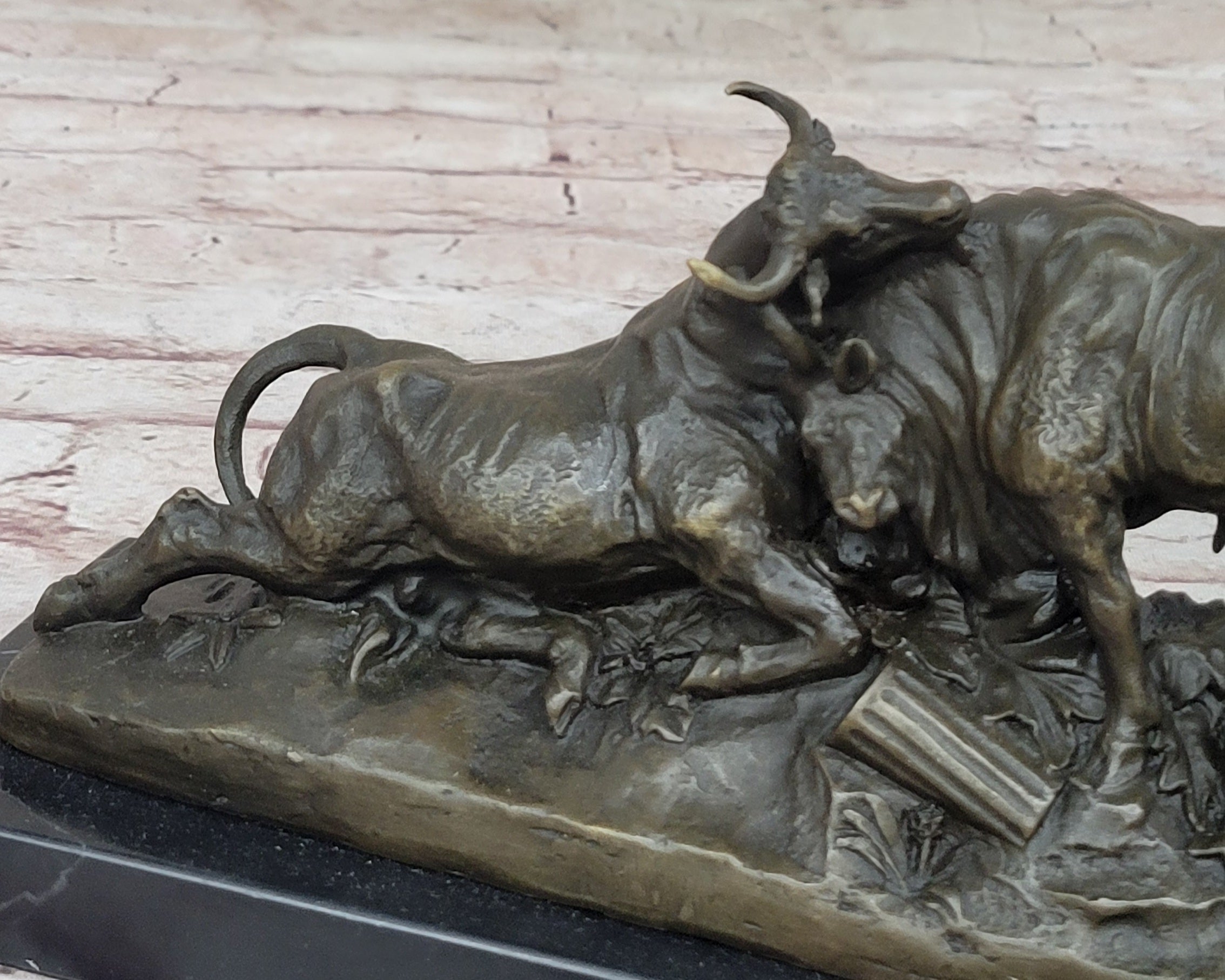 Hot Cast Bull Bulls Fighthing 100% Solid Bronze Sculpture Figurine Figure Home Decor