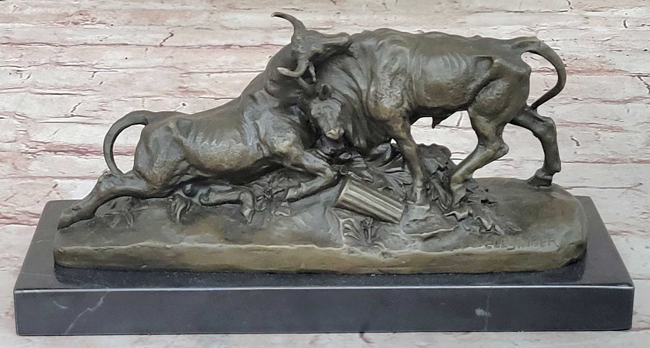 Hot Cast Bull Bulls Fighthing 100% Solid Bronze Sculpture Figurine Figure Home Decor
