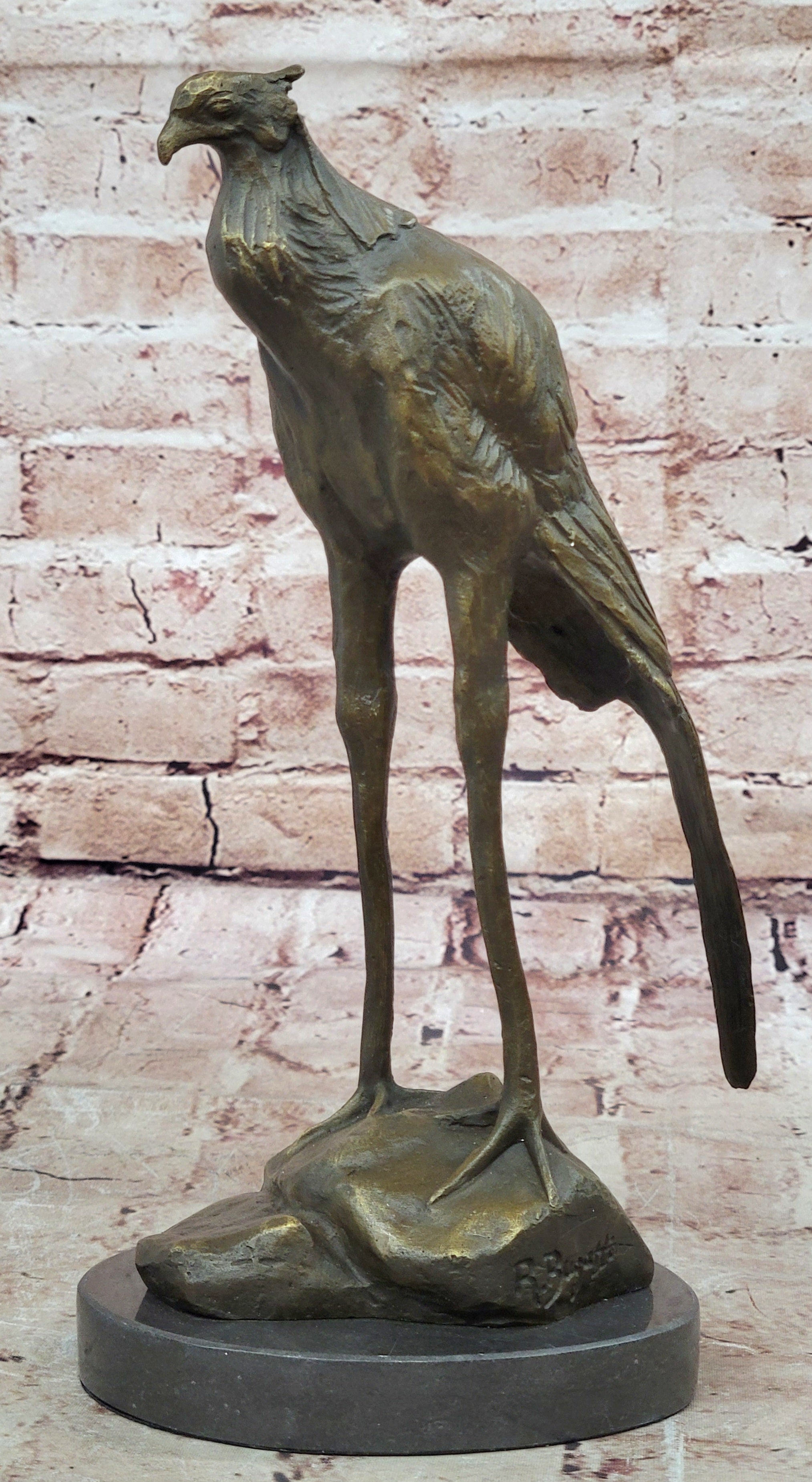 Bronze Sculpture, Hand Made Statue REMBRANDT BUGATTI STORK EXOTIC Figurine Decor