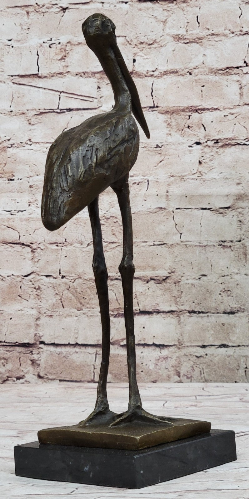 REMBRANDT BUGATTI STORK EXOTIC BIRD BRONZE SCULPTURE HOT CAST HOME CABIN DECOR