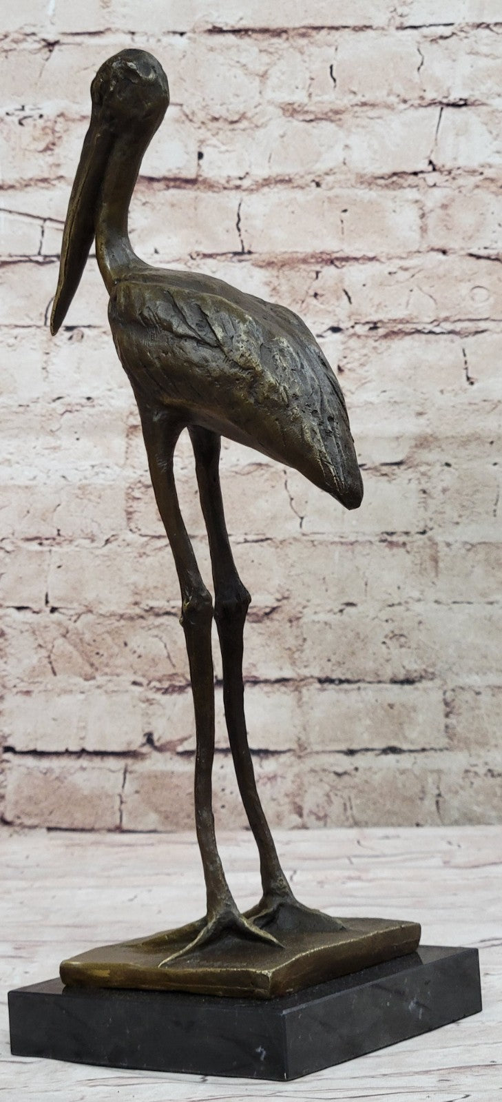 REMBRANDT BUGATTI STORK EXOTIC BIRD BRONZE SCULPTURE HOT CAST HOME CABIN DECOR