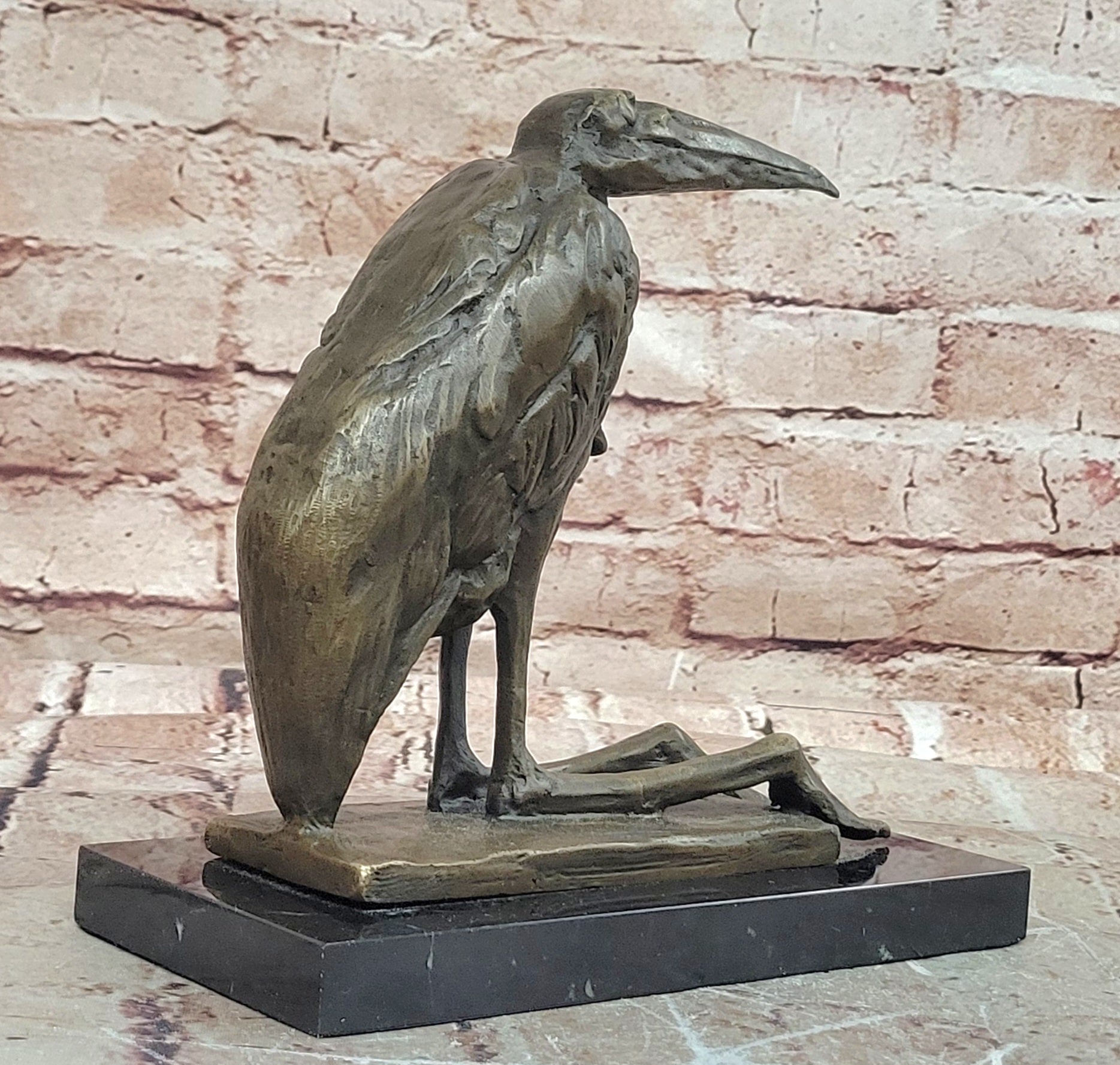 Marabou Stork Bronze Sculpture Rembrandt Bugatti Style Animal Statue