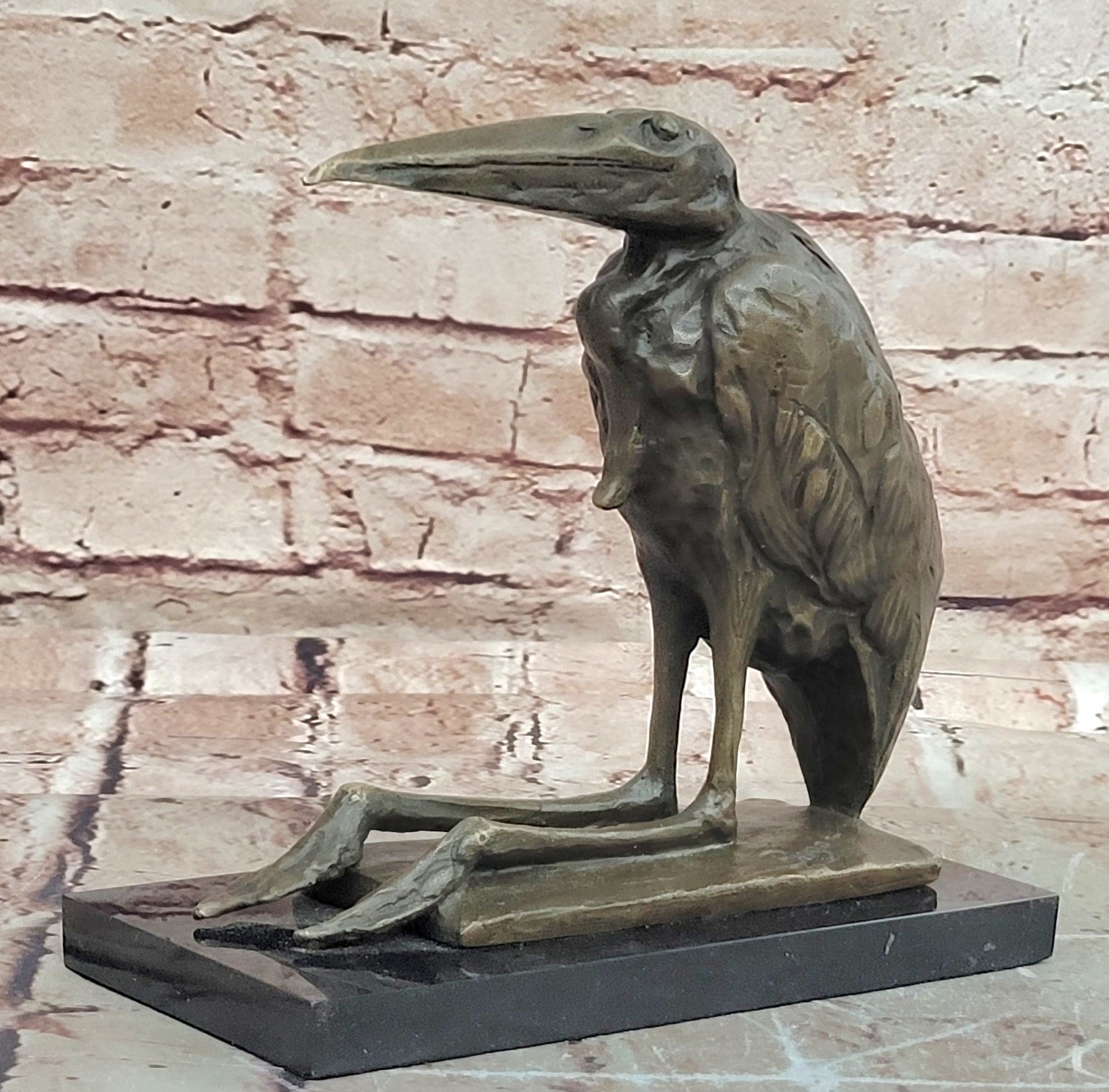 Marabou Stork Bronze Sculpture Rembrandt Bugatti Style Animal Statue