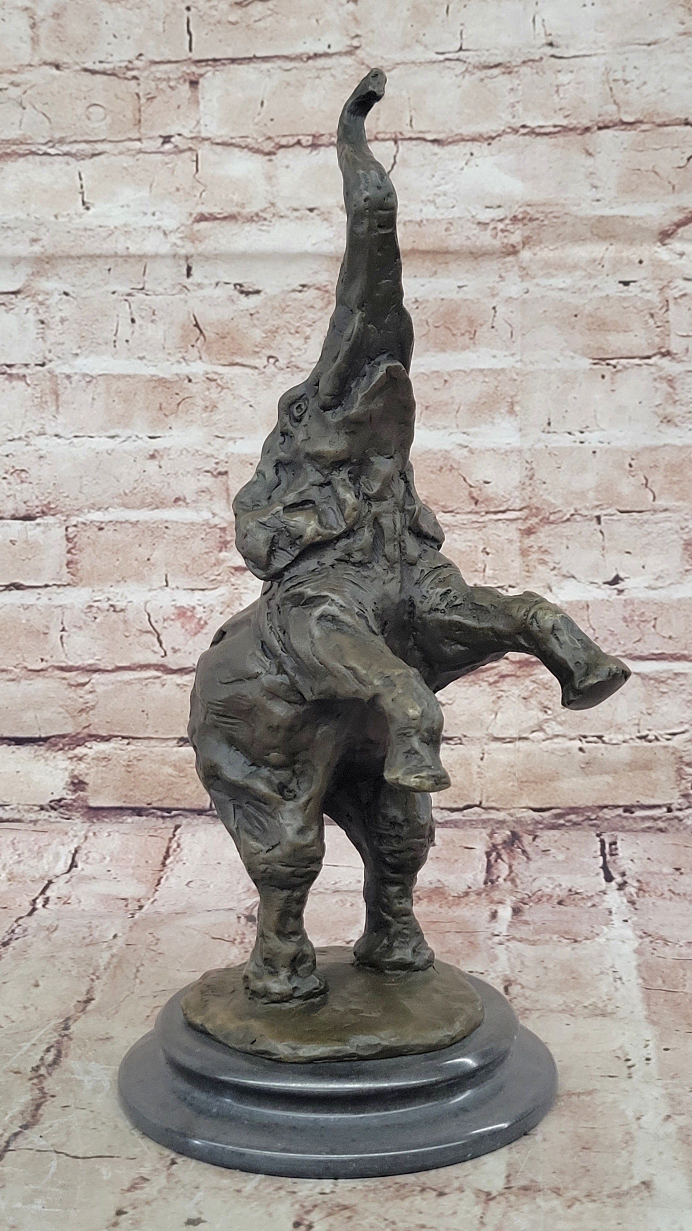 Bronze Sculpture Jumping Elephant Hand Made by Lost Wax Method Home Decor
