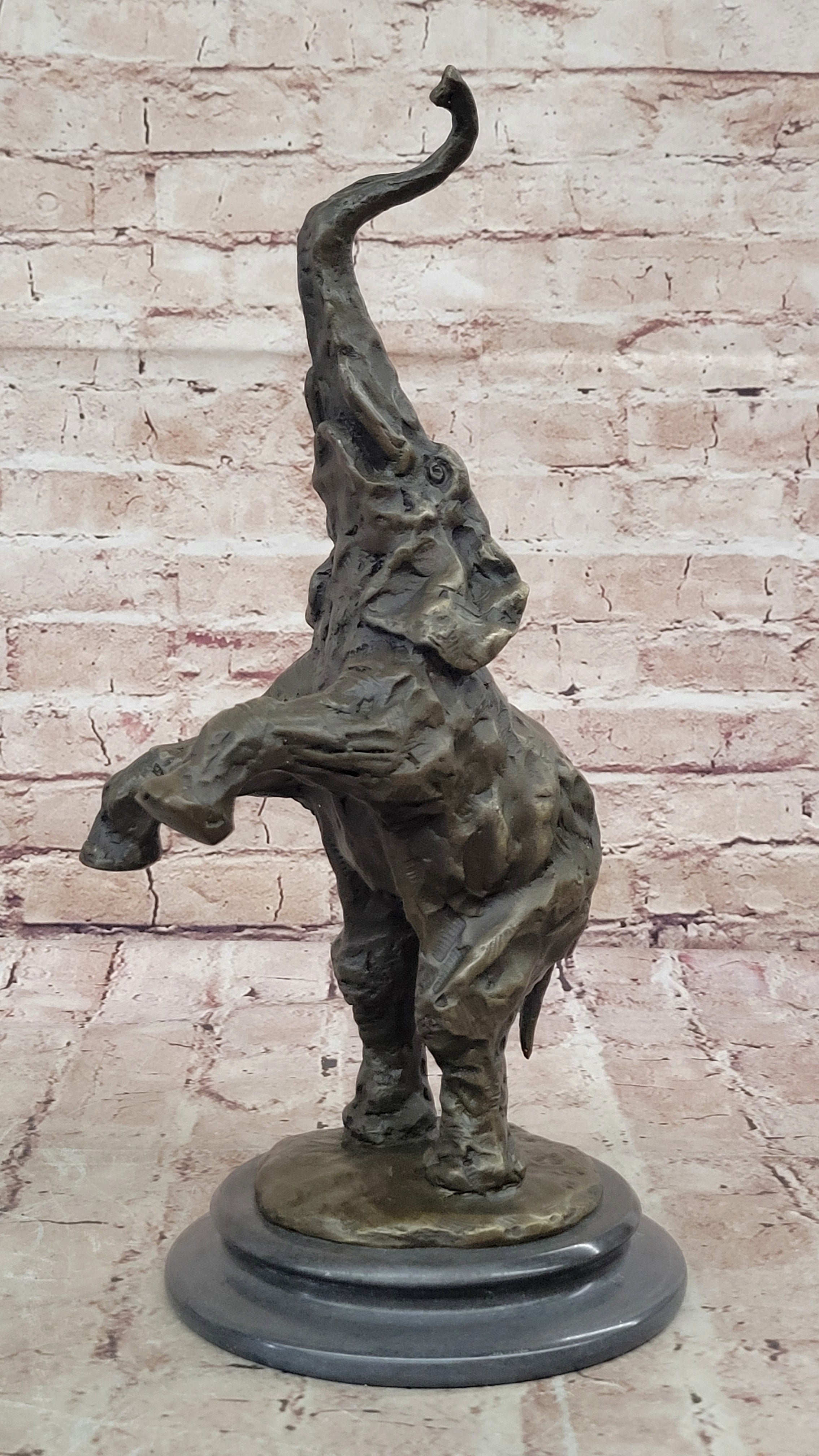 Bronze Sculpture Jumping Elephant Hand Made by Lost Wax Method Home Decor