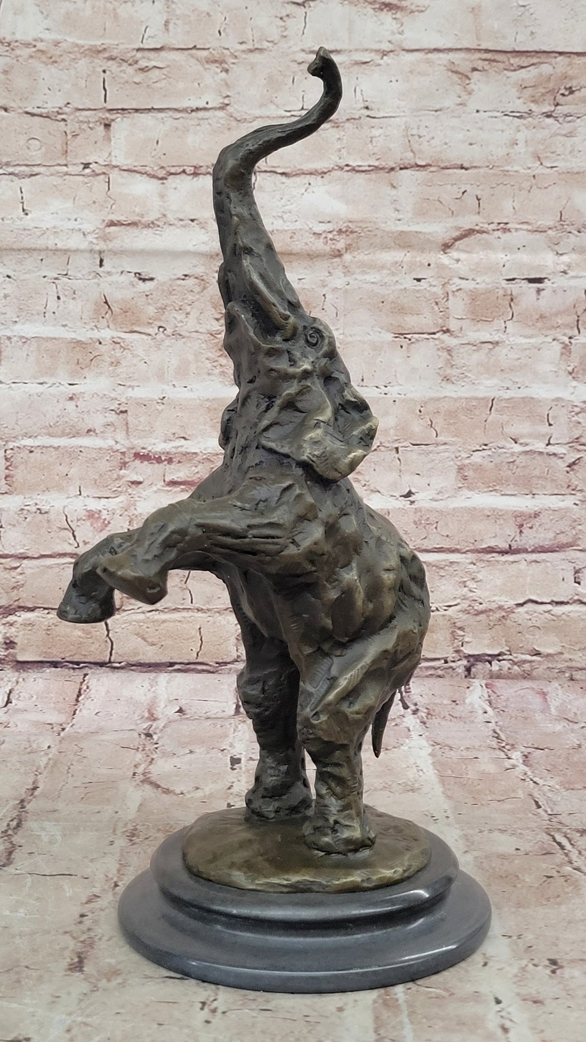 Bronze Sculpture Jumping Elephant Hand Made by Lost Wax Method Home Decor