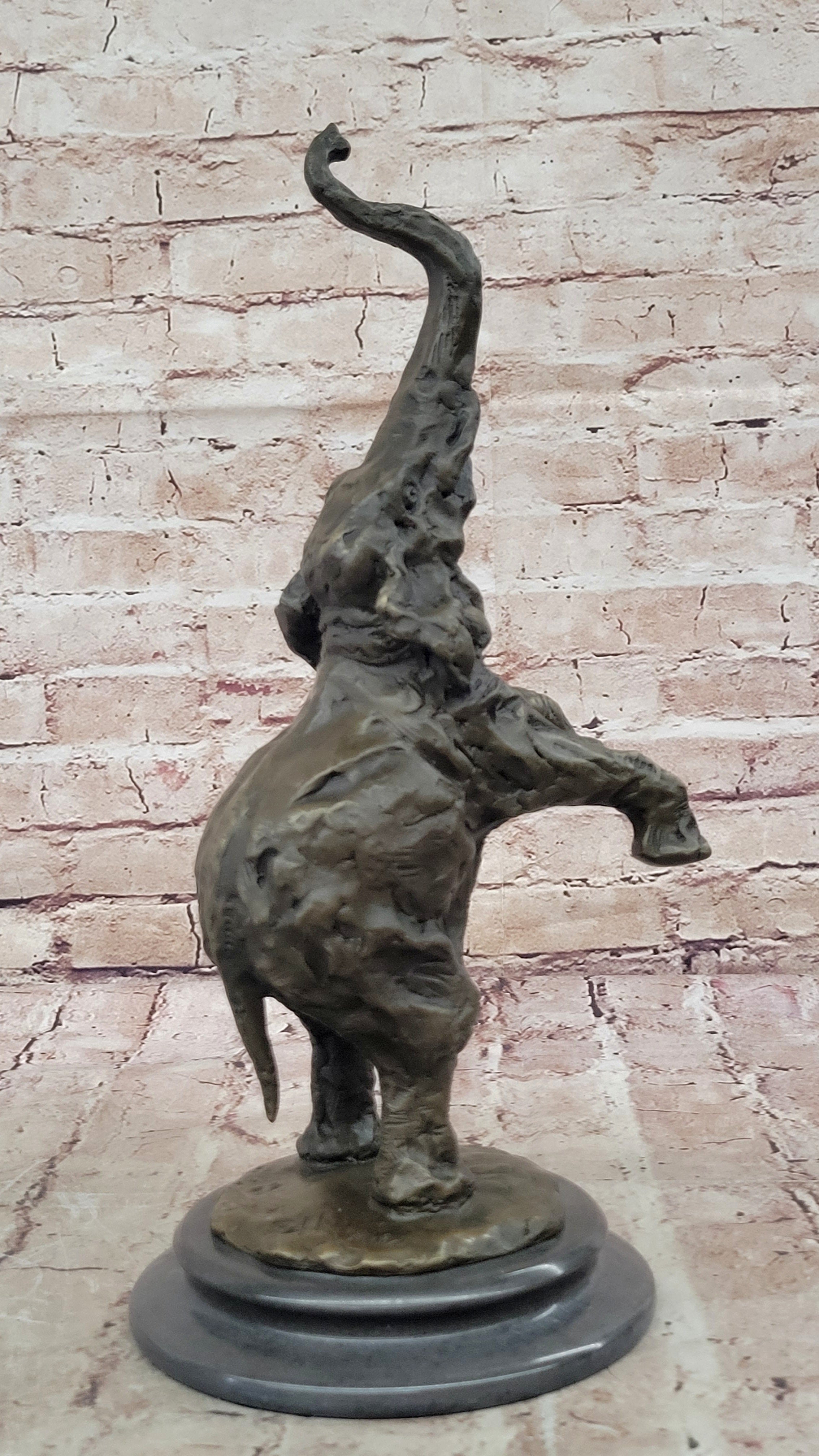 Bronze Sculpture Jumping Elephant Hand Made by Lost Wax Method Home Decor