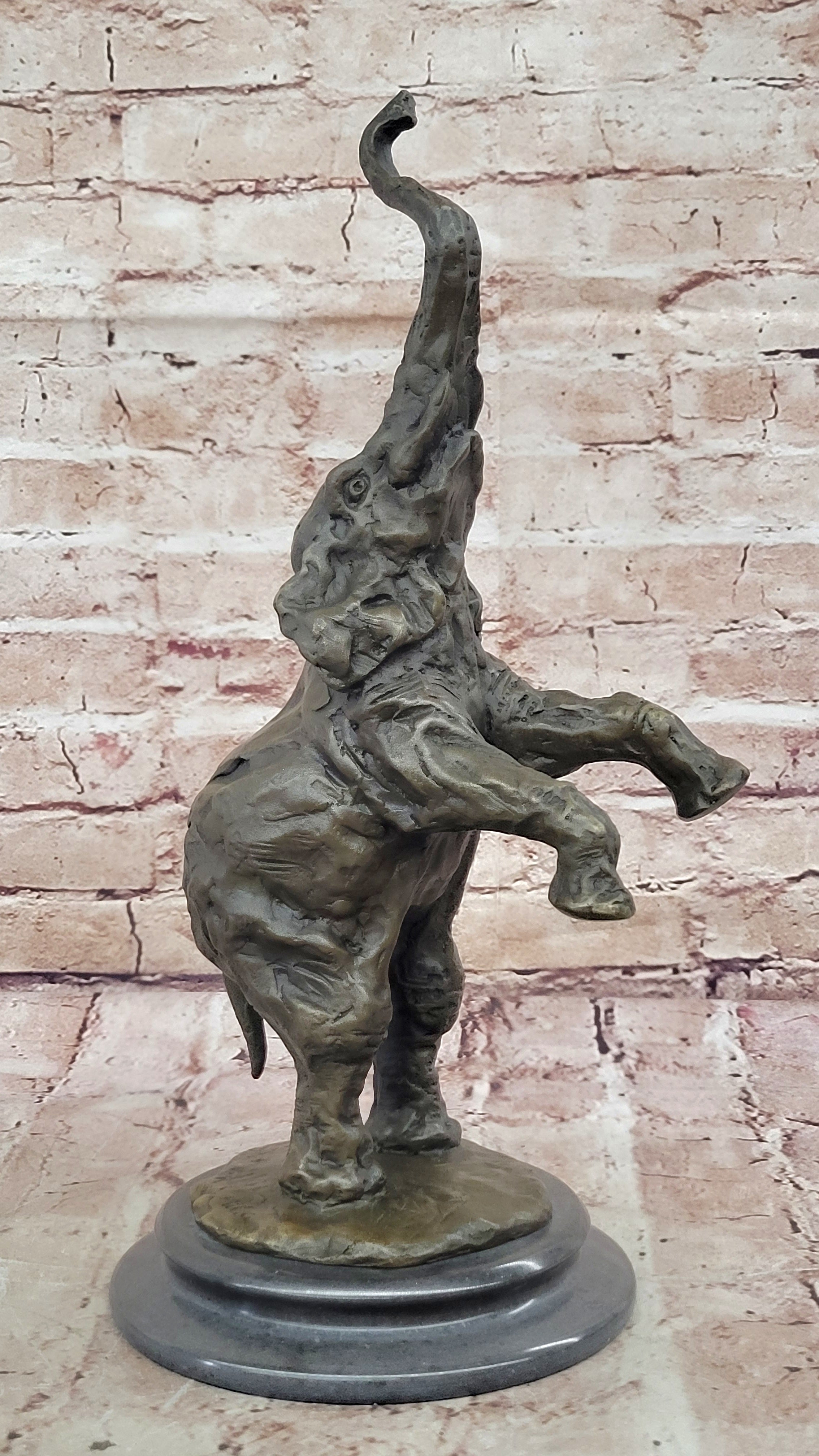 Bronze Sculpture Jumping Elephant Hand Made by Lost Wax Method Home Decor