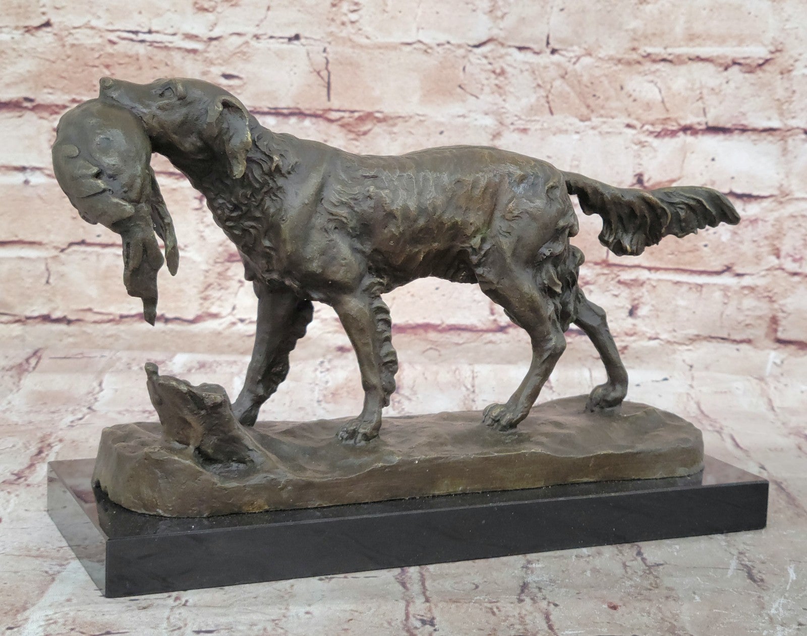 Labrador Retriever Bird Hunting Dog Bronze Marble Sculpture Trials Award Statue