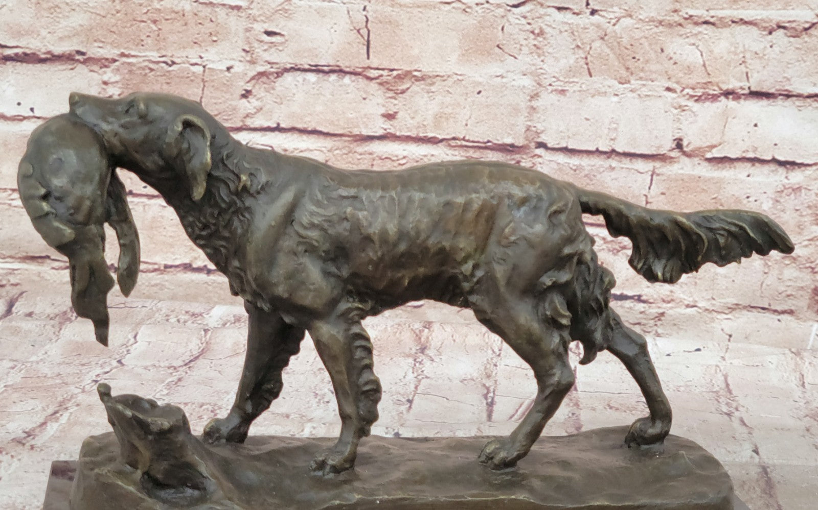 Labrador Retriever Bird Hunting Dog Bronze Marble Sculpture Trials Award Statue