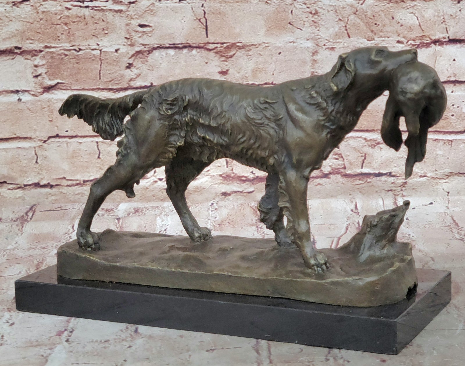 Labrador Retriever Bird Hunting Dog Bronze Marble Sculpture Trials Award Statue