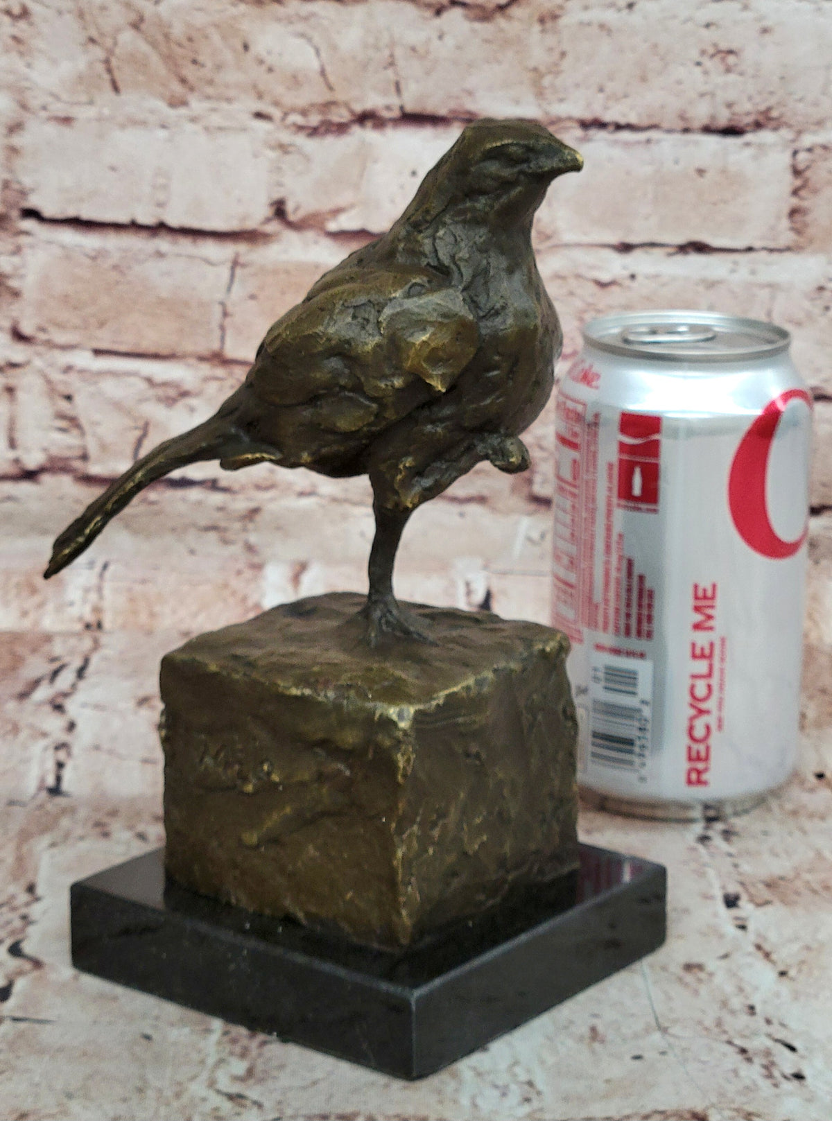 RARE MILO AUSTRIAN SPARROW PIGEON BRONZE SCULPTUTURE MARBLE BASE FIGURINE FIGURE