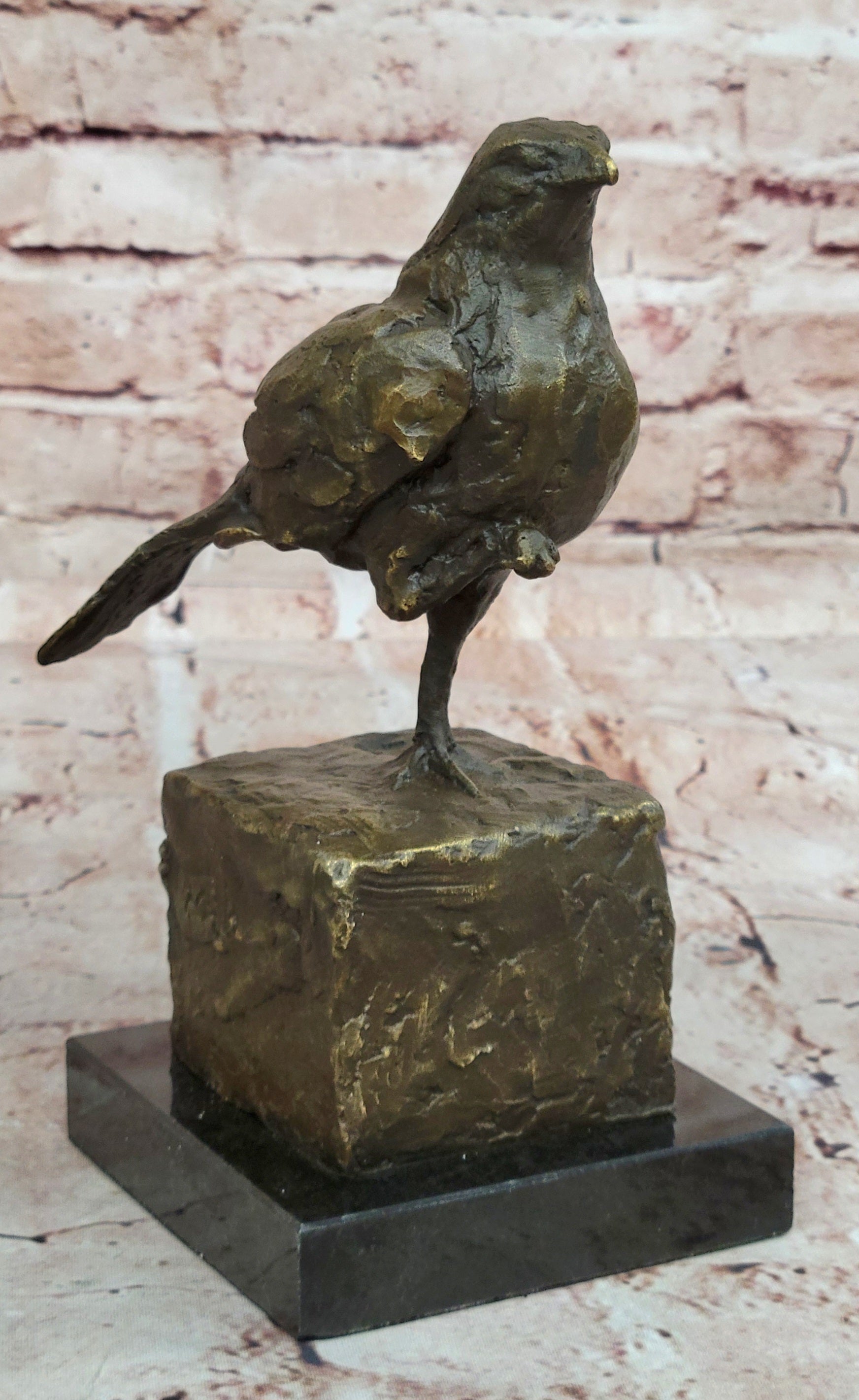 RARE MILO AUSTRIAN SPARROW PIGEON BRONZE SCULPTUTURE MARBLE BASE FIGURINE FIGURE
