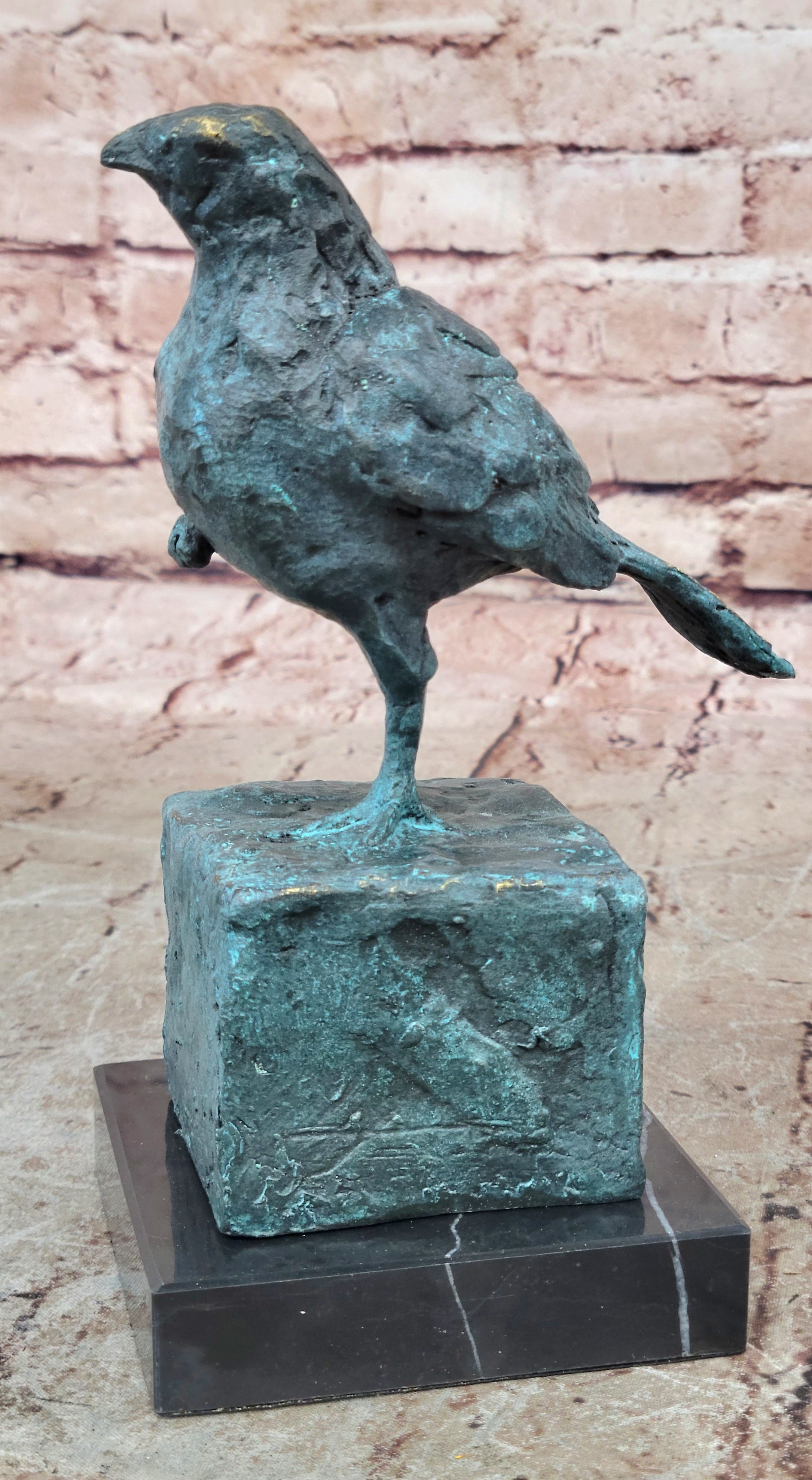 Green Patina Lost Wax Small Bird Bronze Sculpture Figure Hand Made Figurine Sale