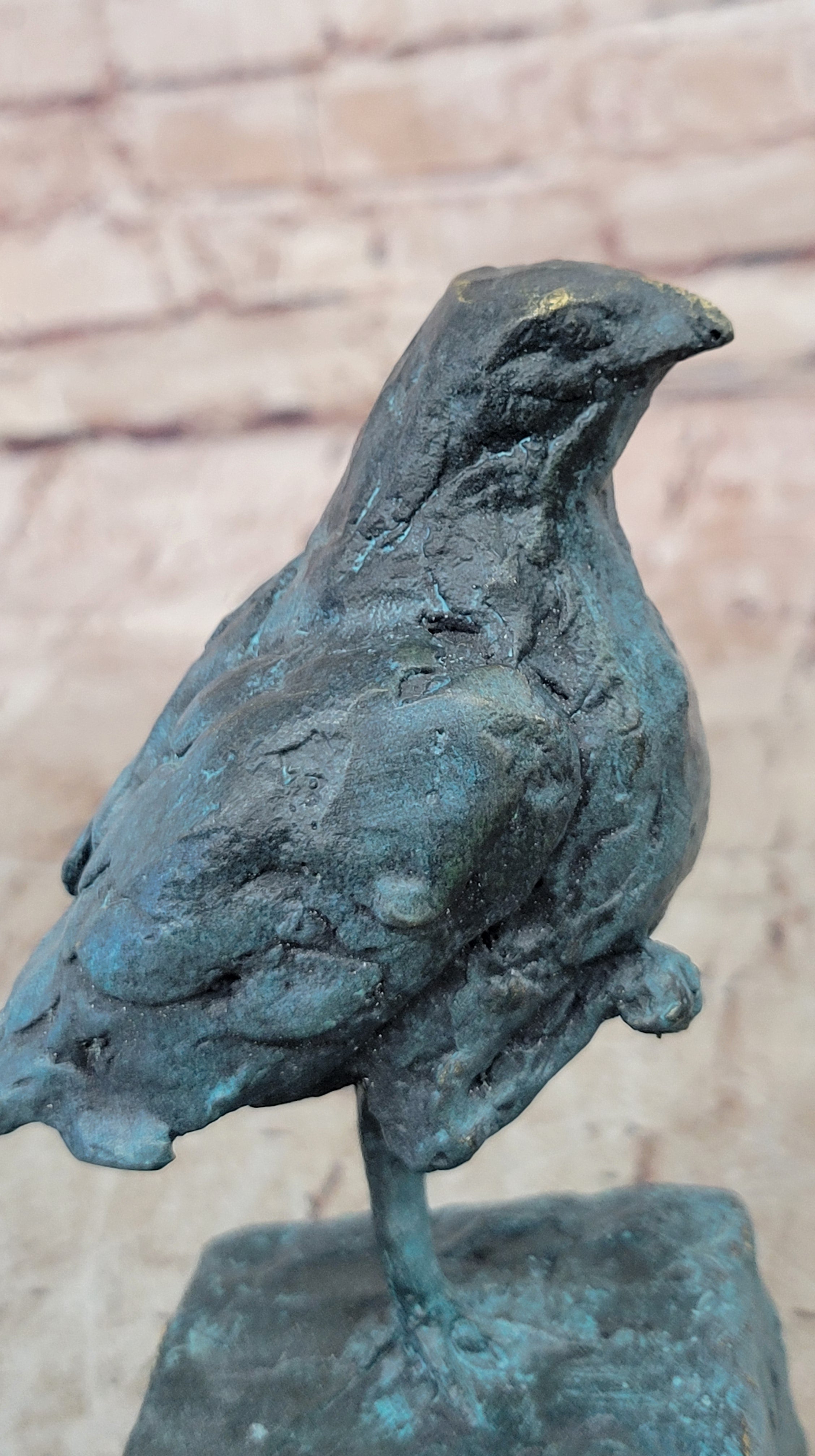 Green Patina Lost Wax Small Bird Bronze Sculpture Figure Hand Made Figurine Sale