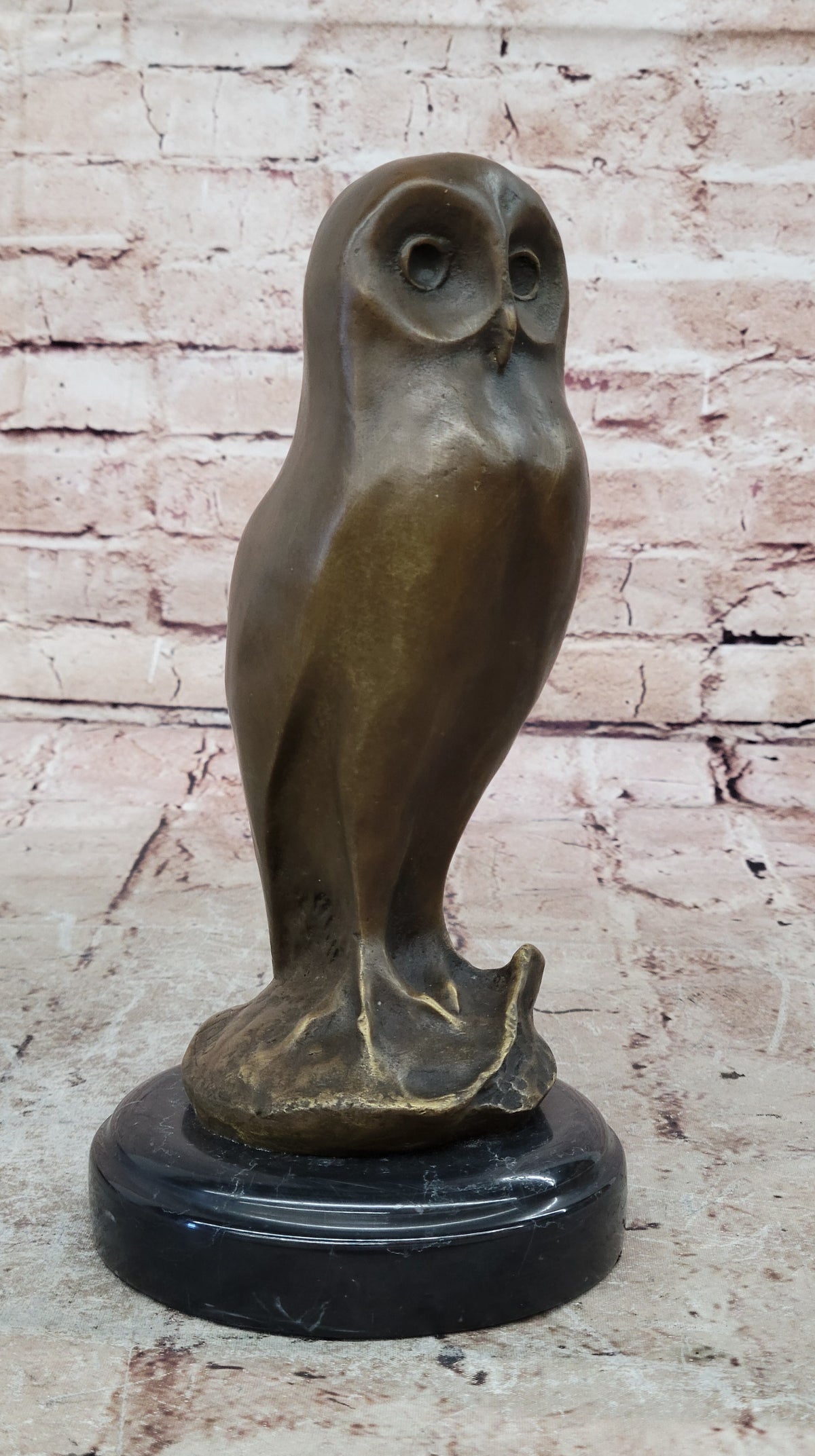 THE OWL ART DECO, BEAUTIFUL BRONZE STATUE SCULPTURE ON MARBLE REAL BRONZE PIECE