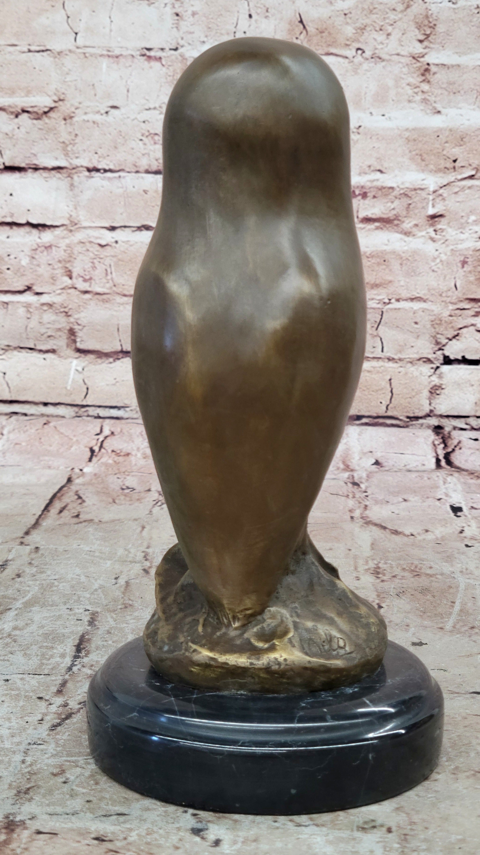THE OWL ART DECO, BEAUTIFUL BRONZE STATUE SCULPTURE ON MARBLE REAL BRONZE PIECE