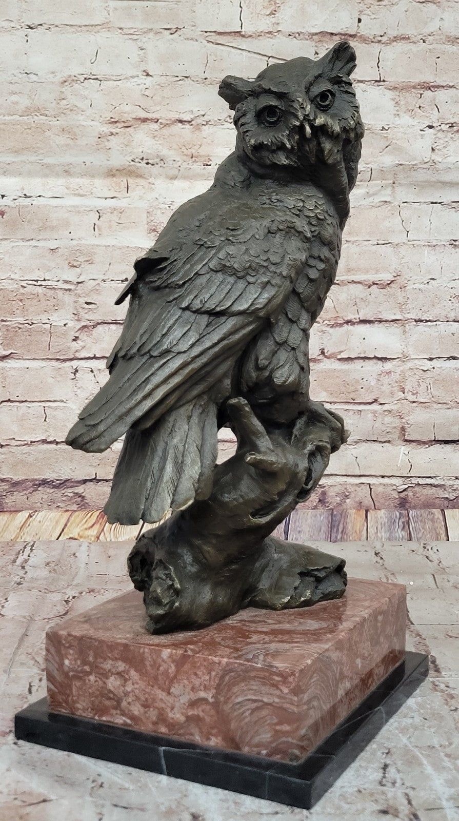 Large Signed Original Art Deco Owl Bird Bronze Statue by Milo Hot Casting