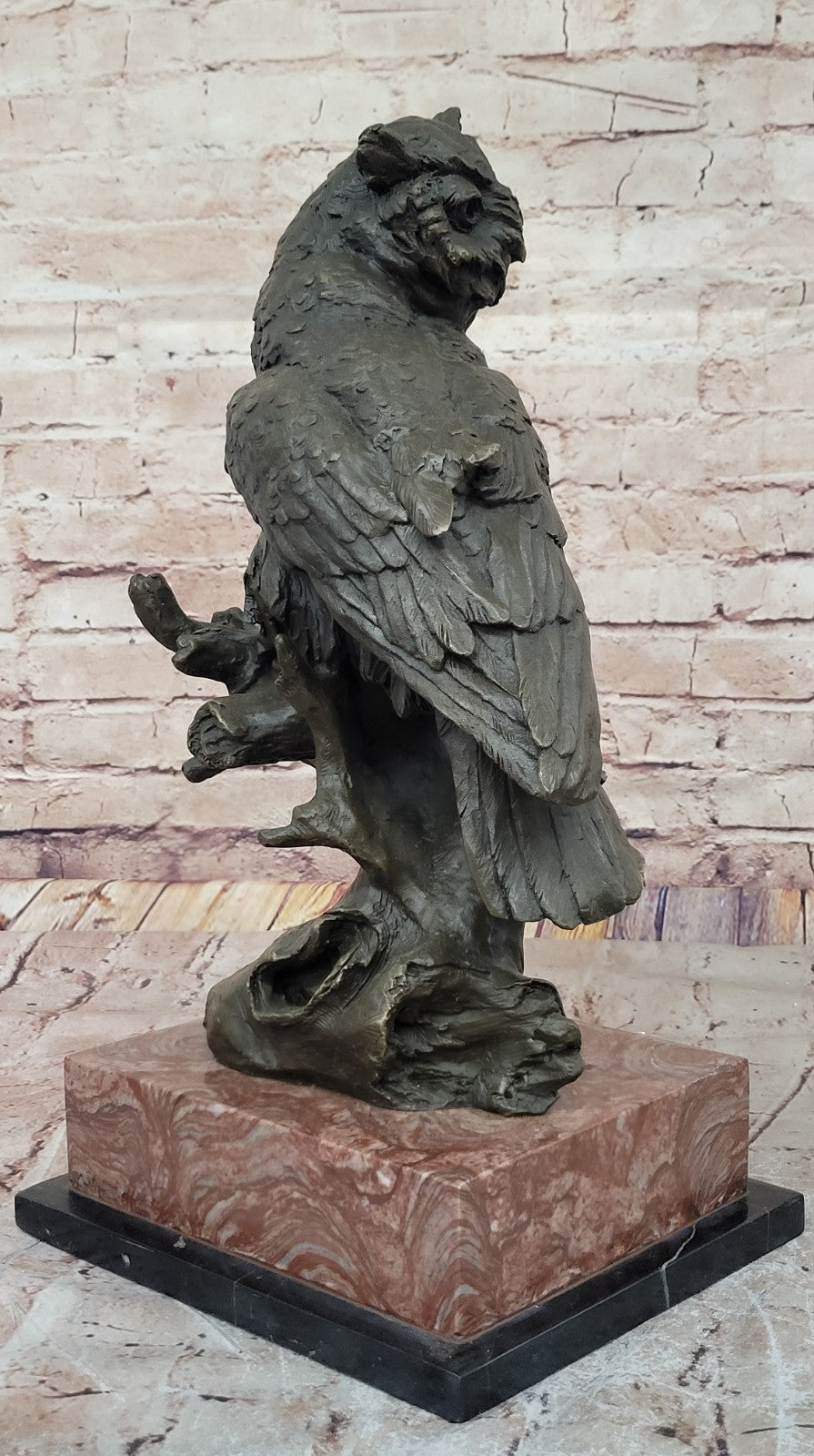 Large Signed Original Art Deco Owl Bird Bronze Statue by Milo Hot Casting