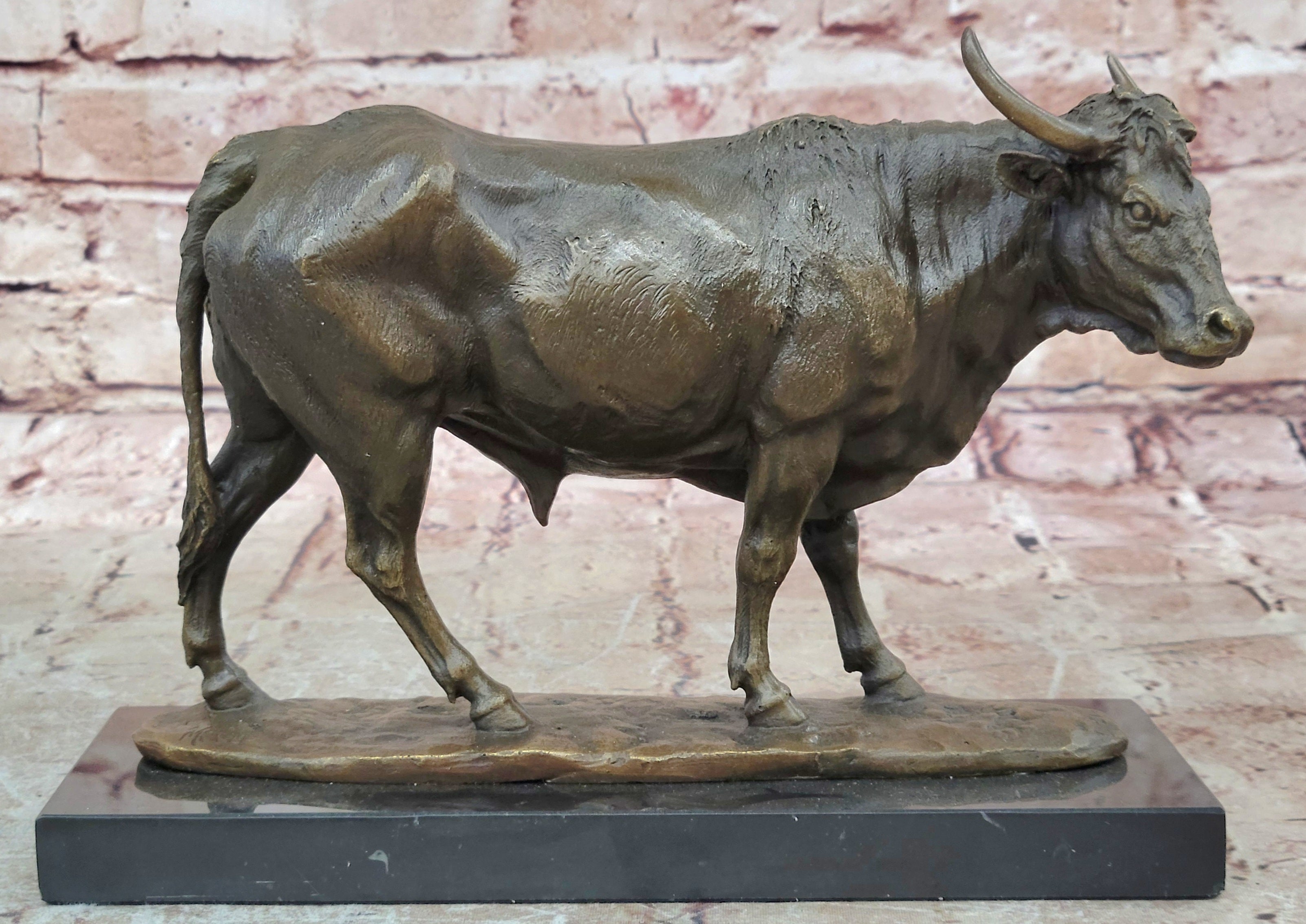 Art Deco Hot Cast Farm Trophy Cow Bull Bronze Sculpture Statute Figurine Figure