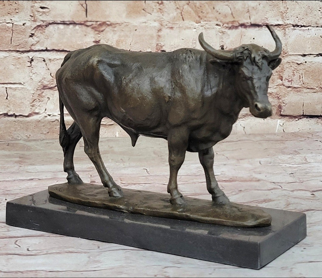 Art Deco Hot Cast Farm Trophy Cow Bull Bronze Sculpture Statute Figurine Figure