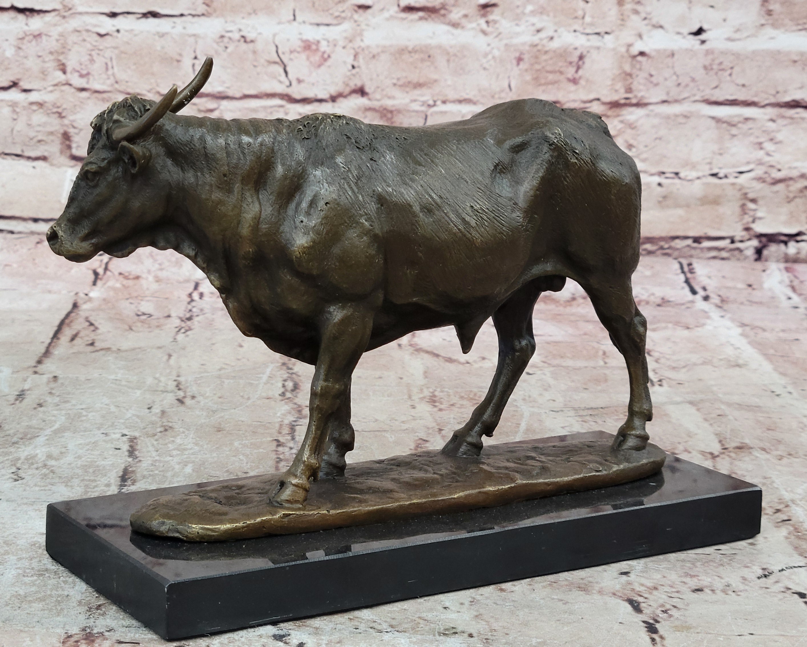 Art Deco Hot Cast Farm Trophy Cow Bull Bronze Sculpture Statute Figurine Figure