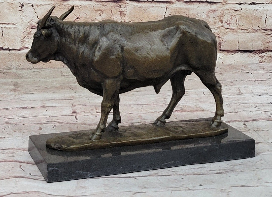 Art Deco Hot Cast Farm Trophy Cow Bull Bronze Sculpture Statute Figurine Figure