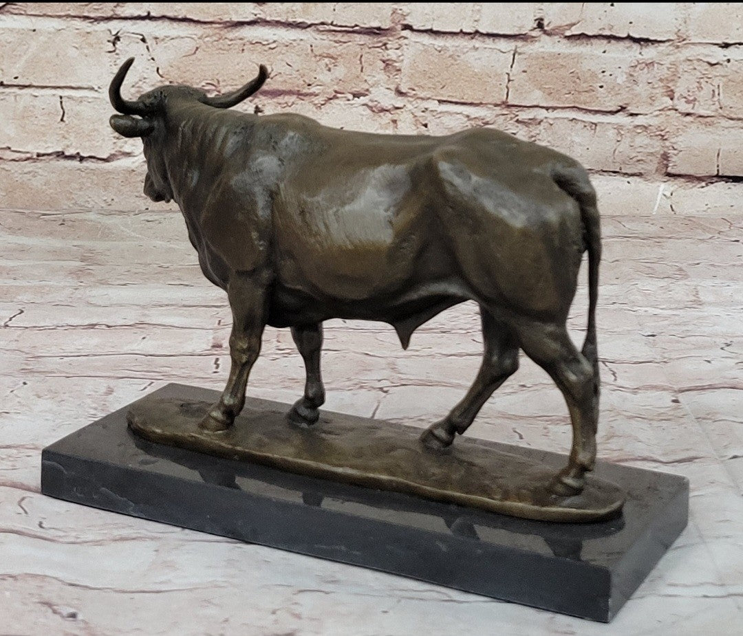 Art Deco Hot Cast Farm Trophy Cow Bull Bronze Sculpture Statute Figurine Figure