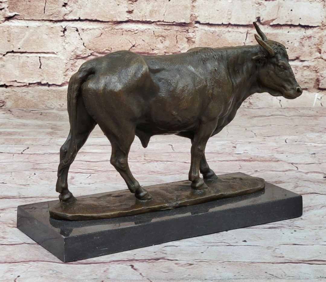 Art Deco Hot Cast Farm Trophy Cow Bull Bronze Sculpture Statute Figurine Figure