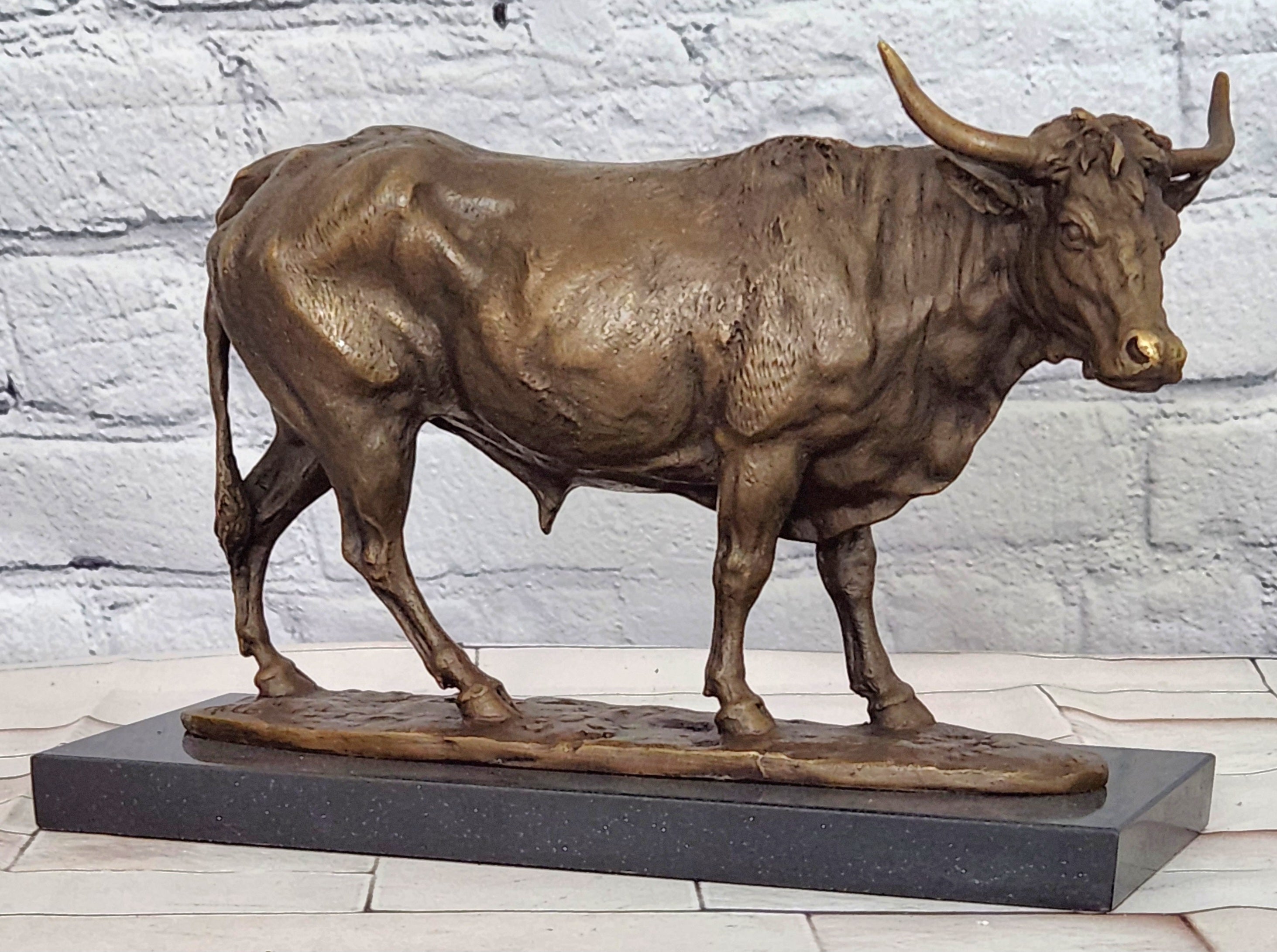 Art Deco Hot Cast Farm Trophy Cow Bull Bronze Sculpture Statute Figurine Figure