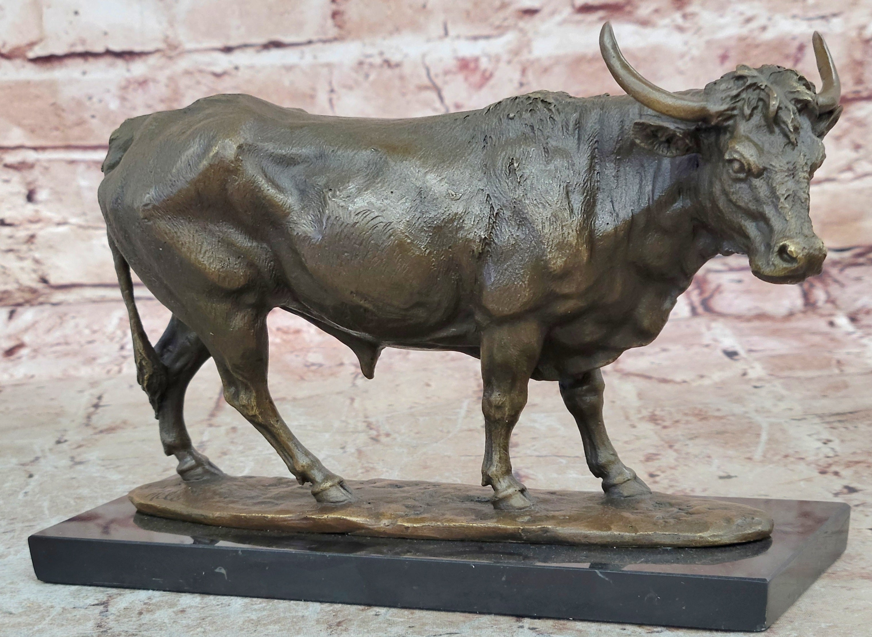 Art Deco Hot Cast Farm Trophy Cow Bull Bronze Sculpture Statute Figurine Figure
