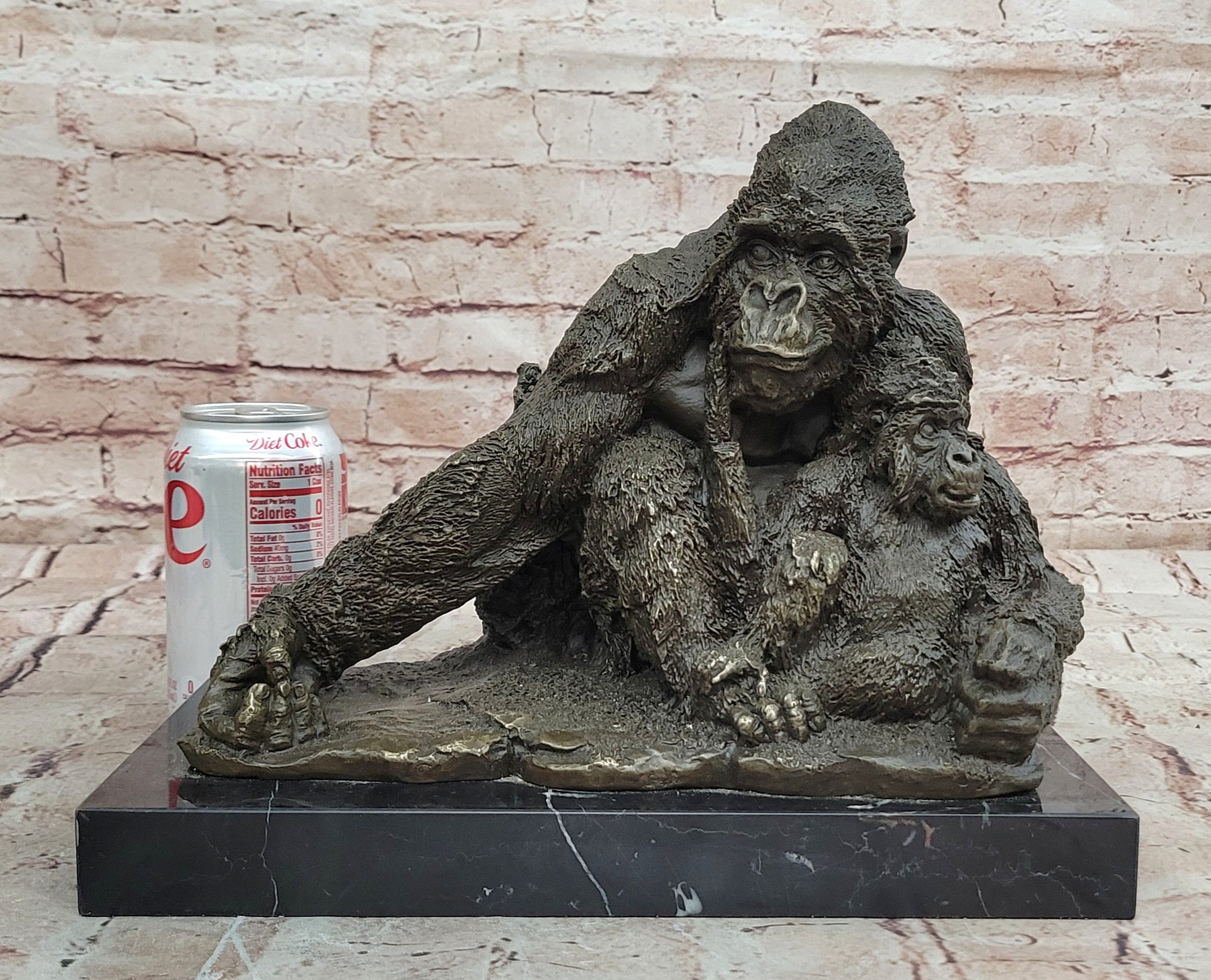 Signed Milo Gorilla Family Bronze Sculpture Heavy Wildlife Collectible Artwork