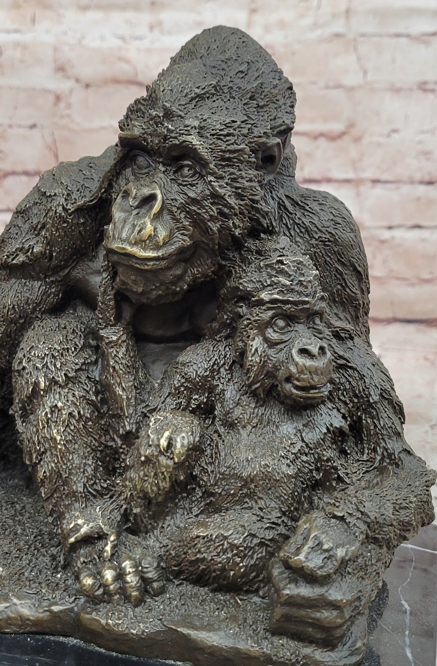 Signed Milo Gorilla Family Bronze Sculpture Heavy Wildlife Collectible Artwork