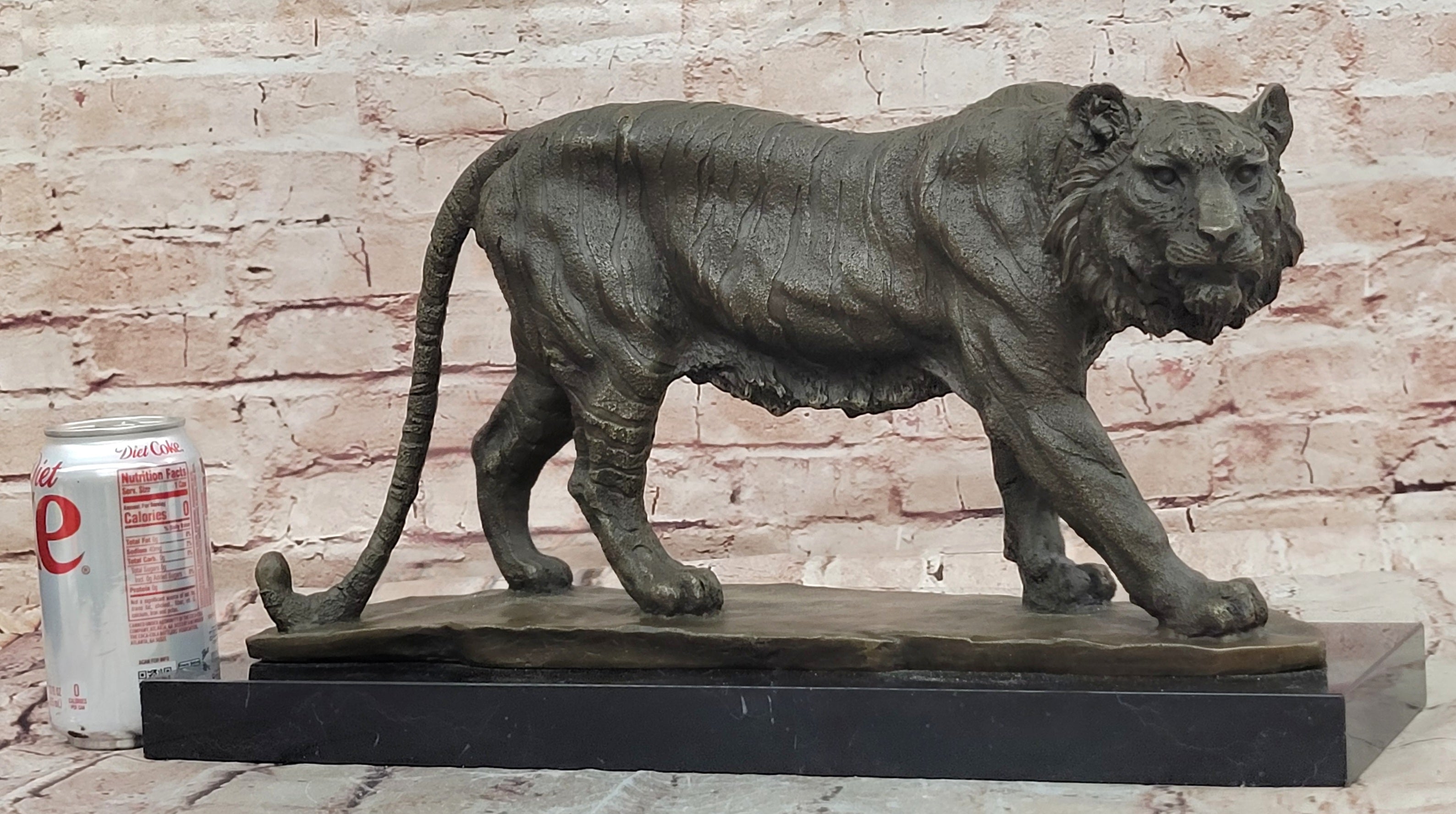 Bronze Wildlife Tiger Figurine Stalking Pose Milo Sculpture Home Decor Art