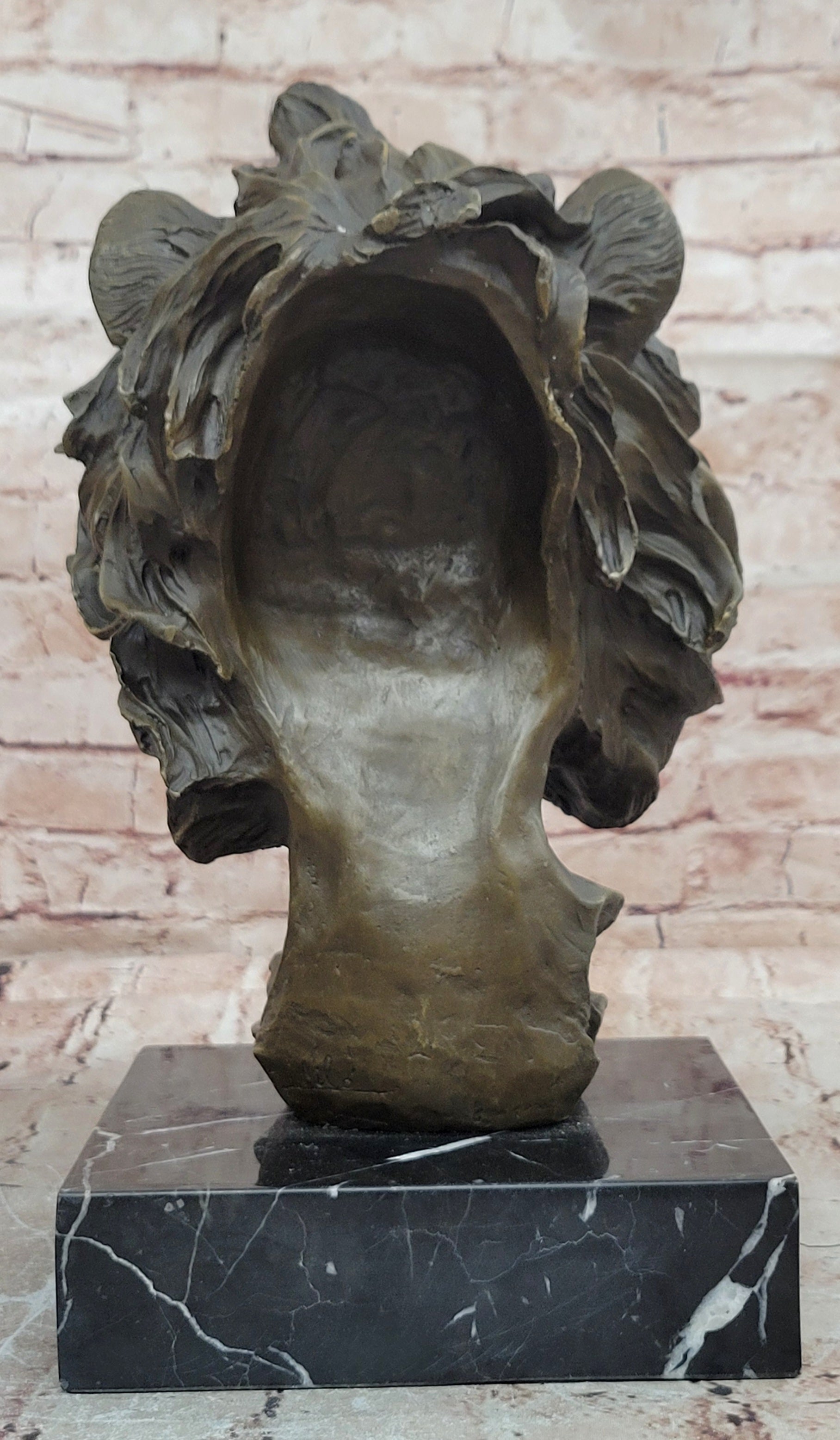 Bronze Lion Head Bust Signed Milo Contemporary Wildlife Art Man Cave Display