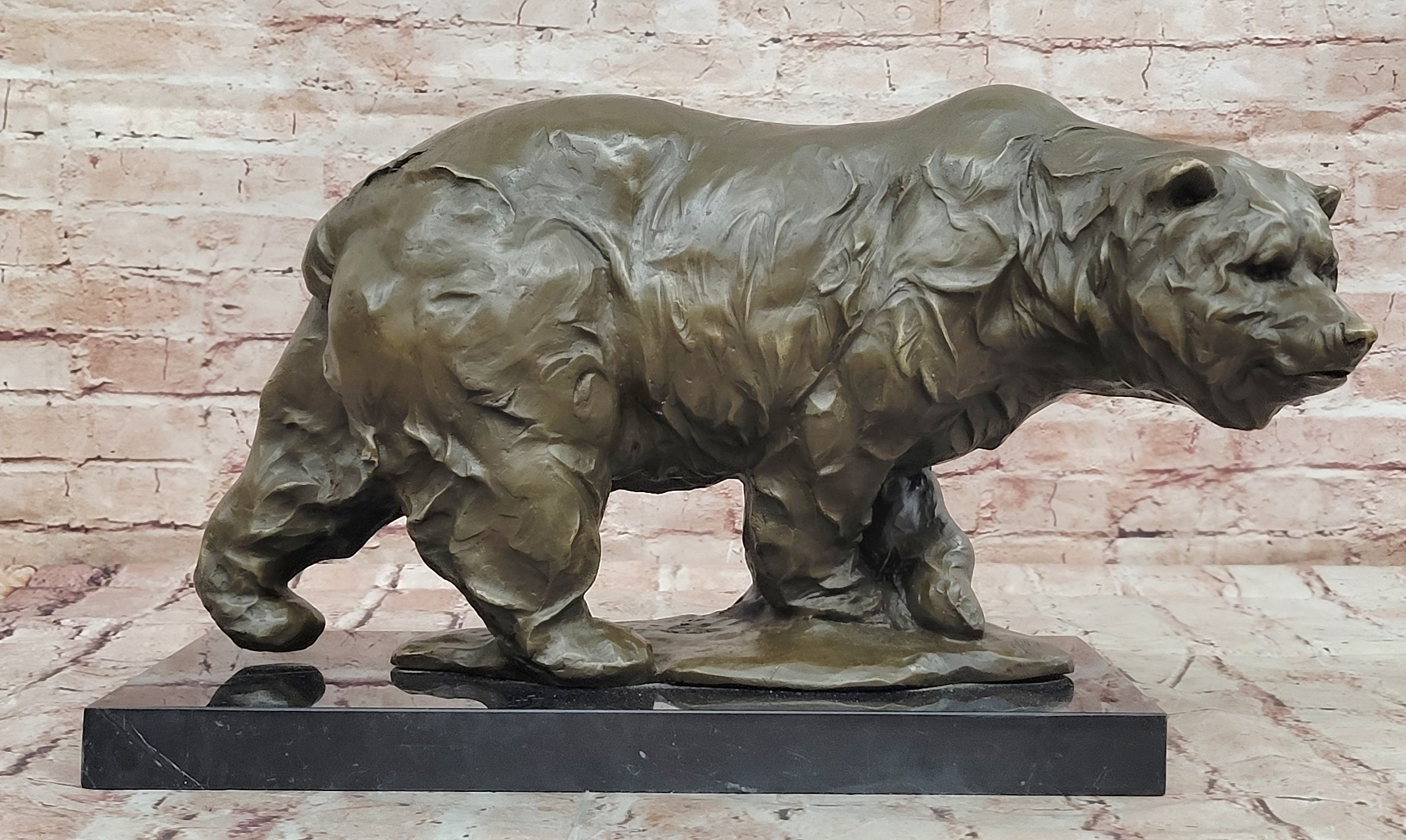 Bronze Wildlife Bear Sculpture Signed Milo Modern Art Statue Decor Figure