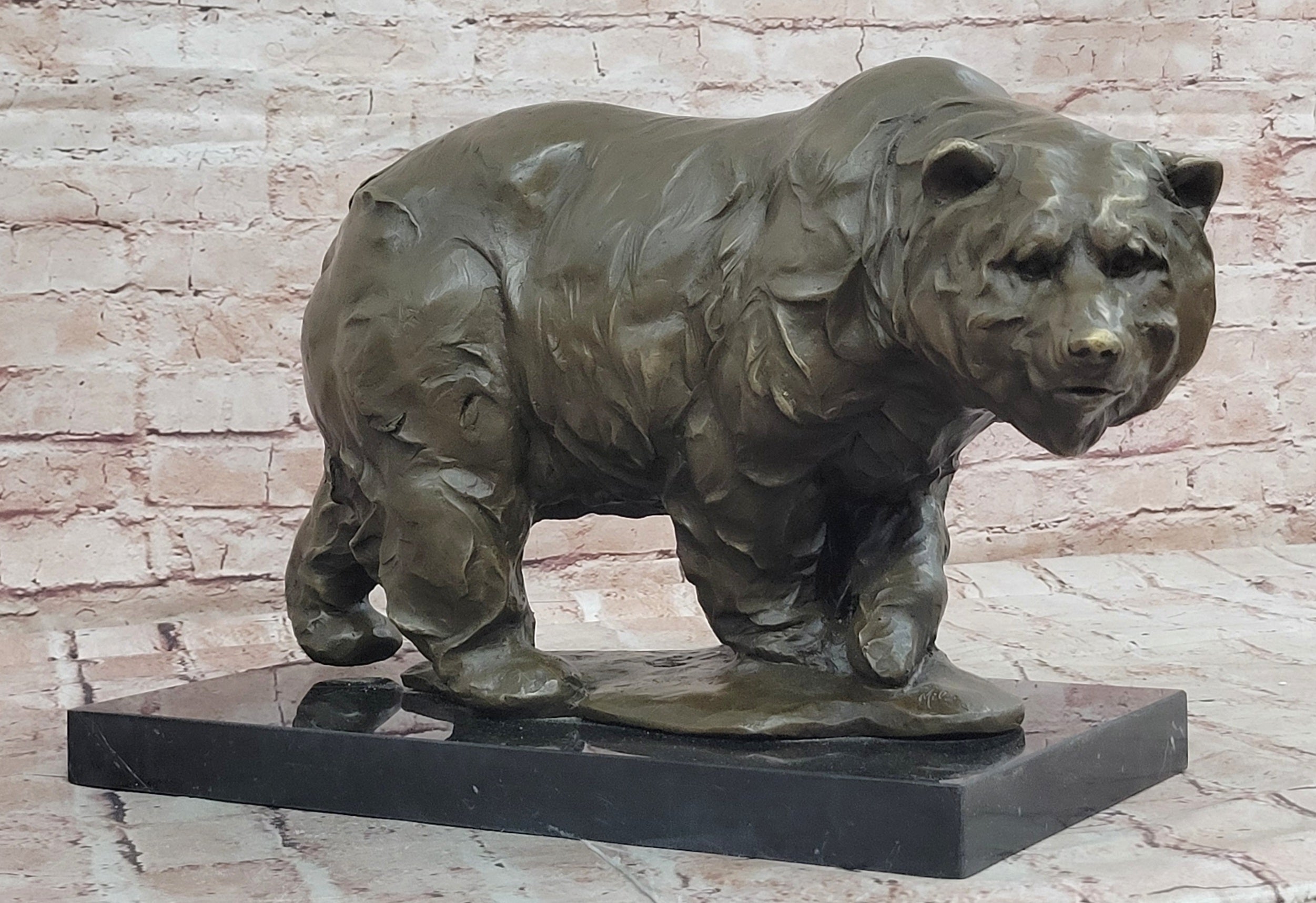 Bronze Wildlife Bear Sculpture Signed Milo Modern Art Statue Decor Figure