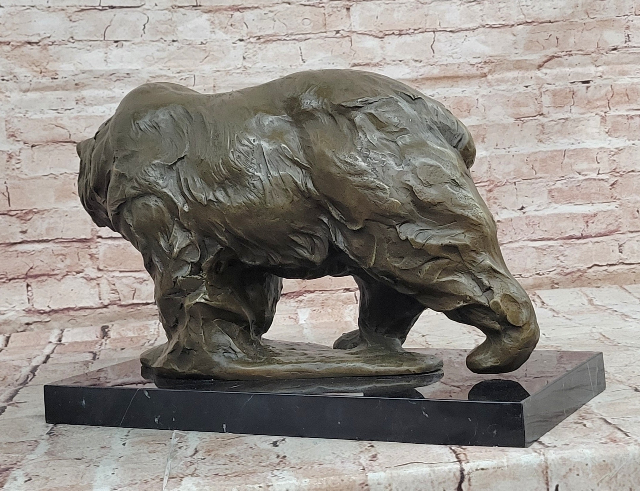 Bronze Wildlife Bear Sculpture Signed Milo Modern Art Statue Decor Figure