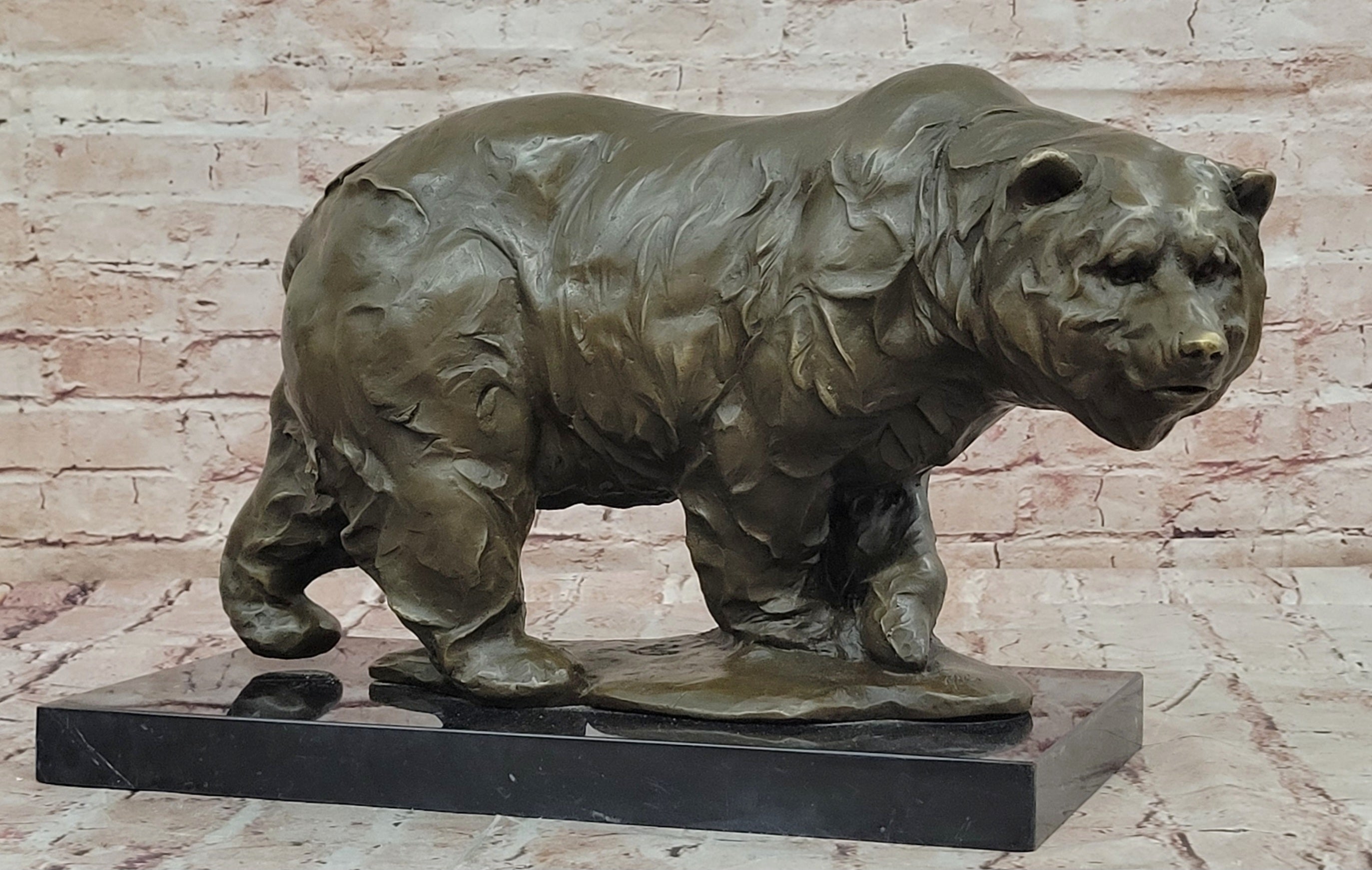 Bronze Wildlife Bear Sculpture Signed Milo Modern Art Statue Decor Figure