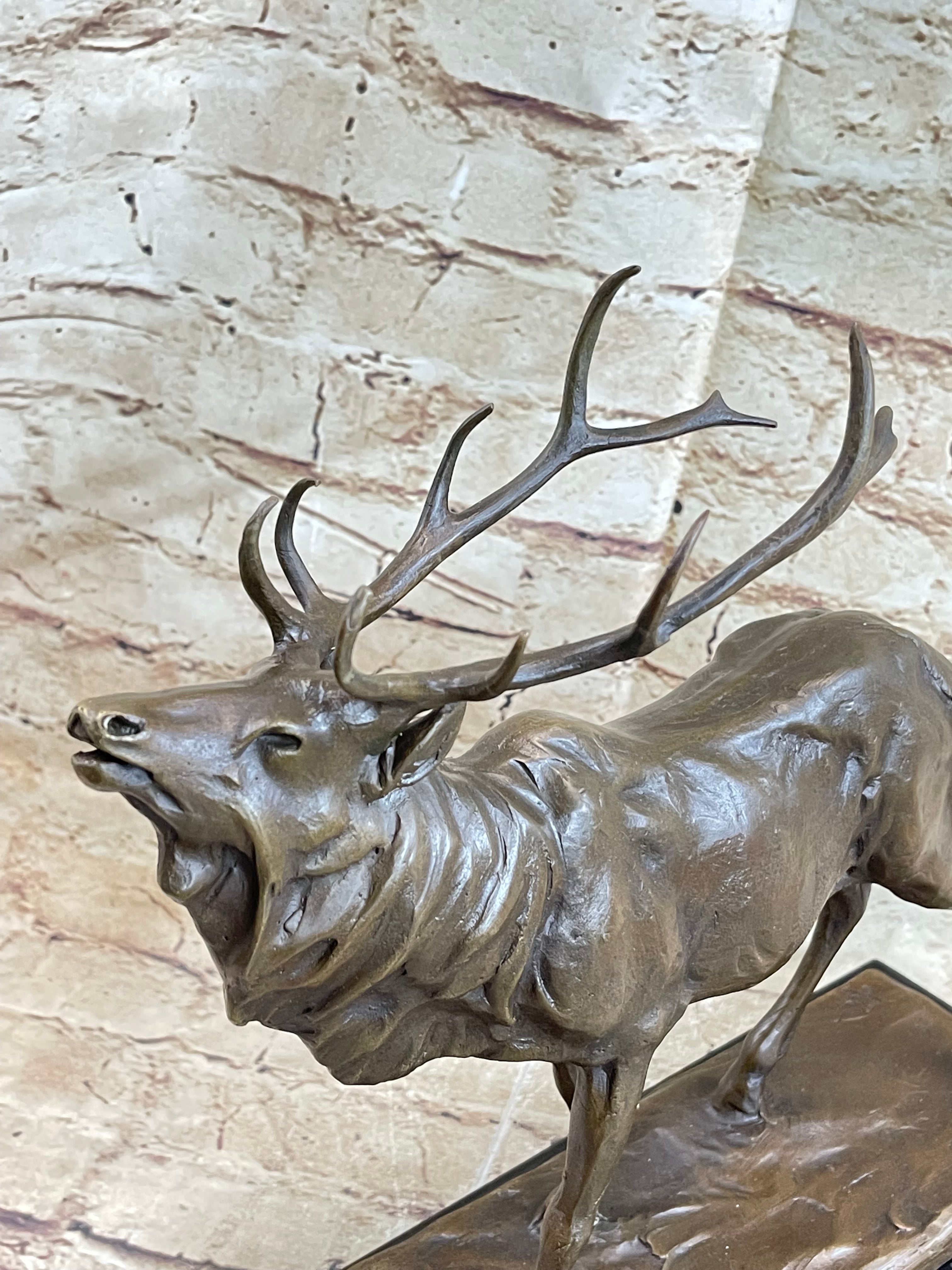 Fine Vintage Bronze Sculpture Stag Elk Signed Art Deco Period French Figurine