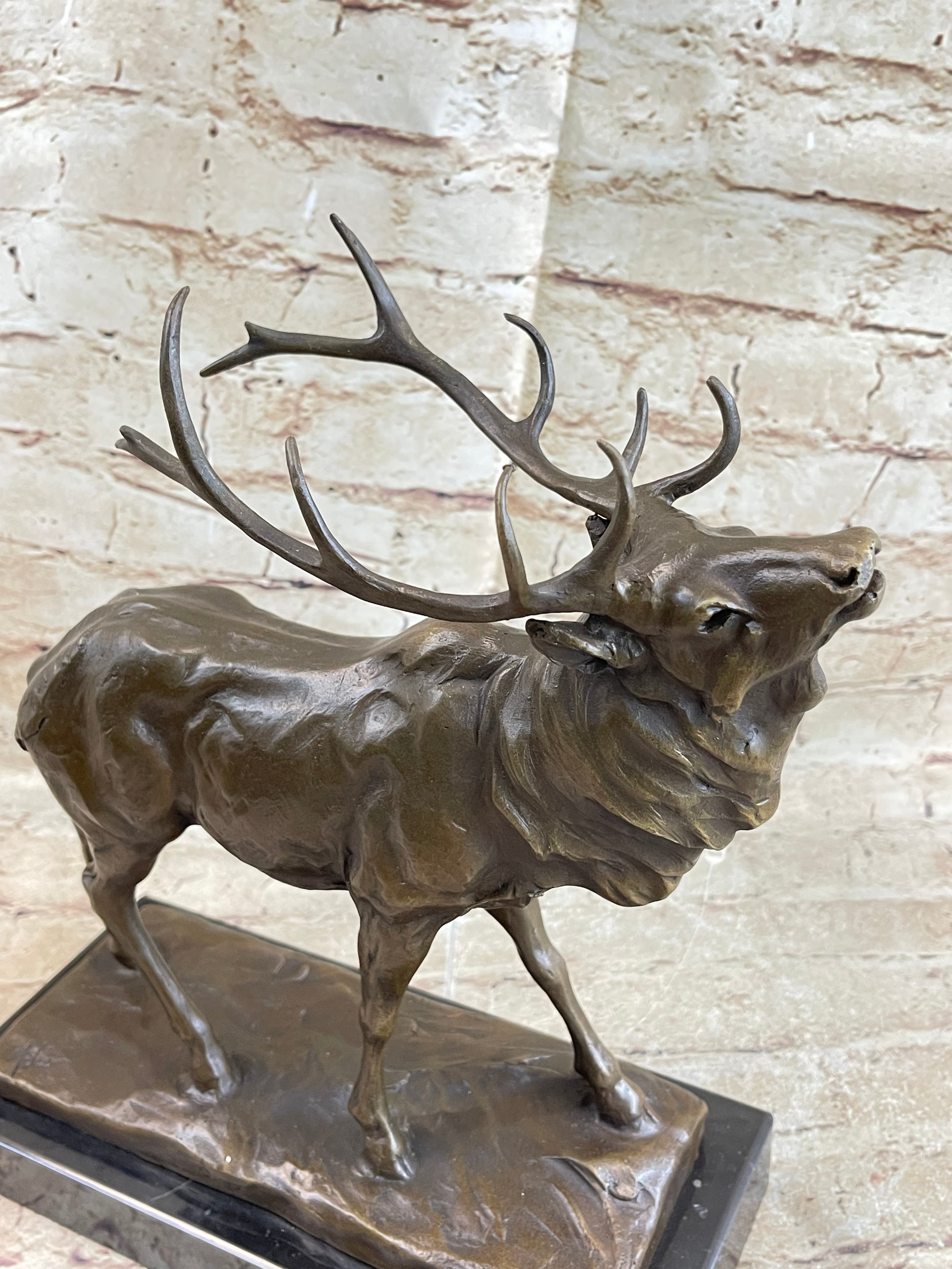 Fine Vintage Bronze Sculpture Stag Elk Signed Art Deco Period French Figurine
