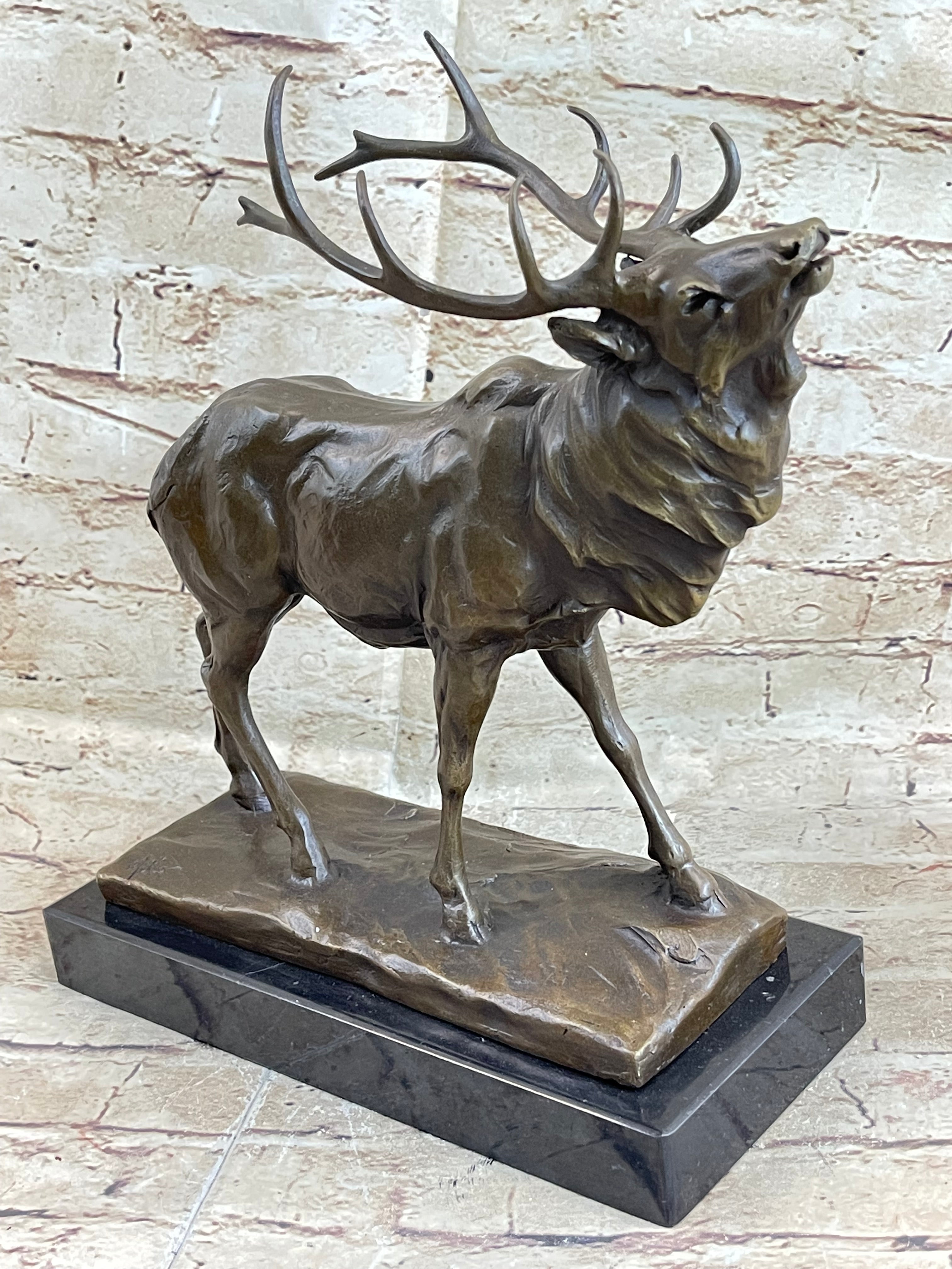 Fine Vintage Bronze Sculpture Stag Elk Signed Art Deco Period French Figurine