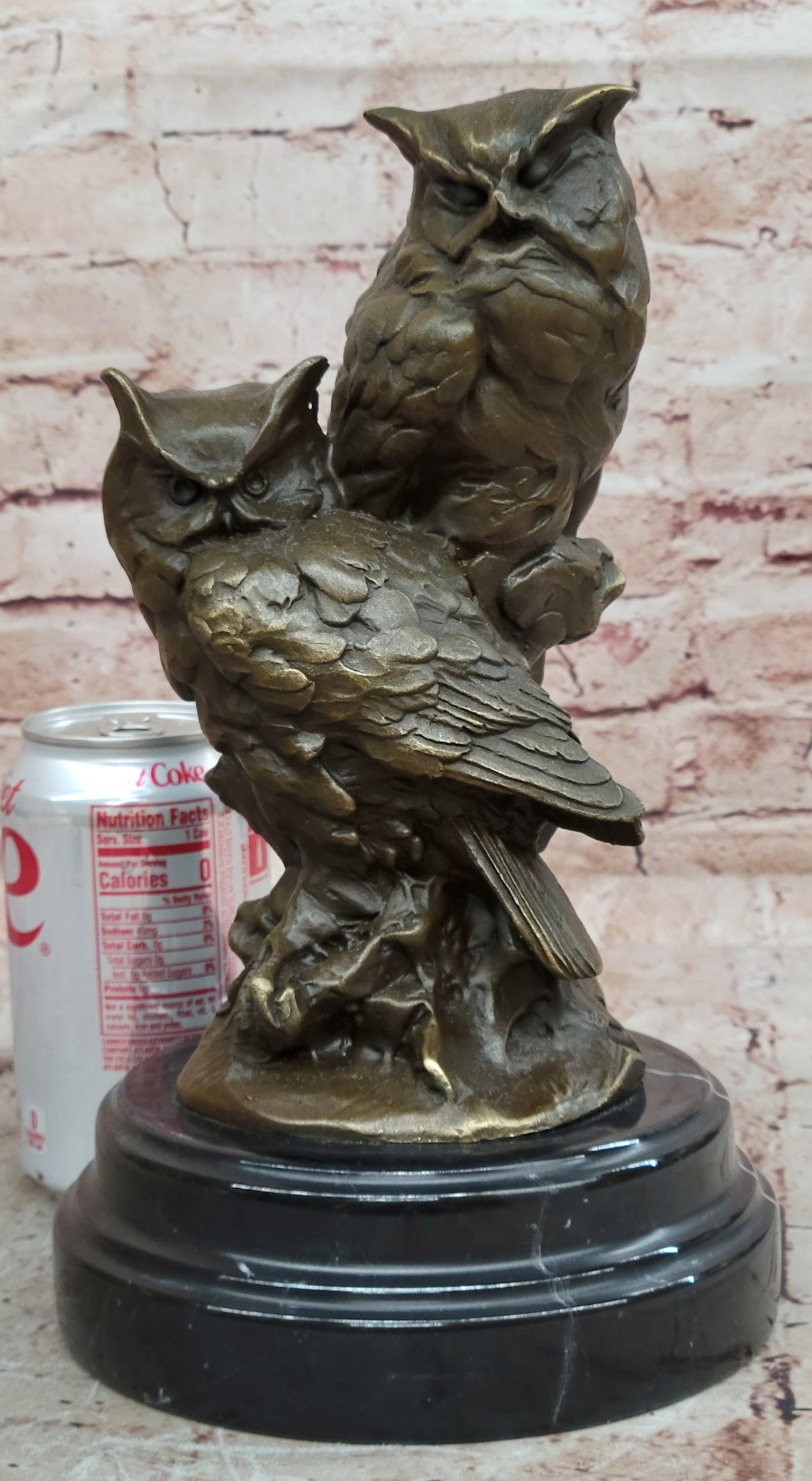 Miguel Lopez Bronze Owl Sculpture Abstract Animal Statue Garden Decor
