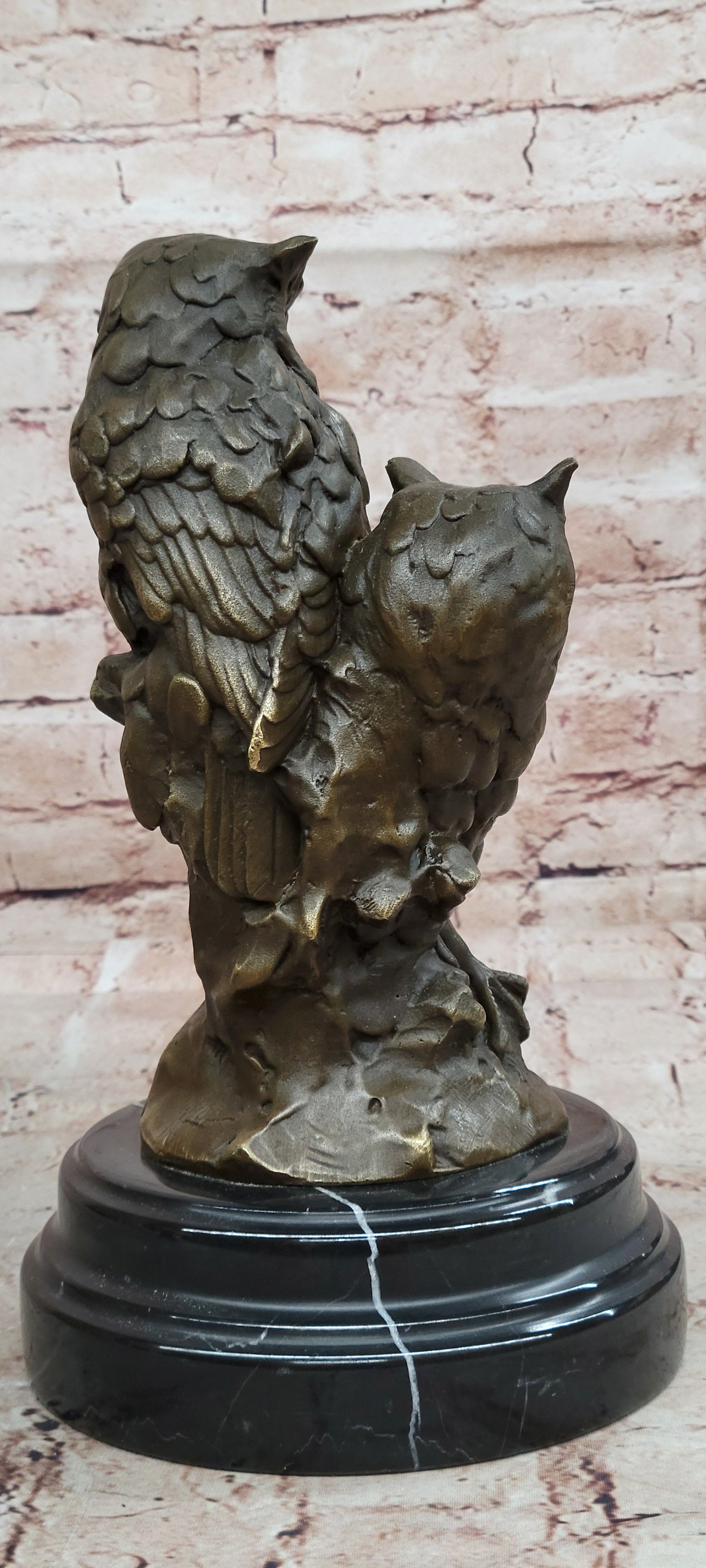 Miguel Lopez Bronze Owl Sculpture Abstract Animal Statue Garden Decor