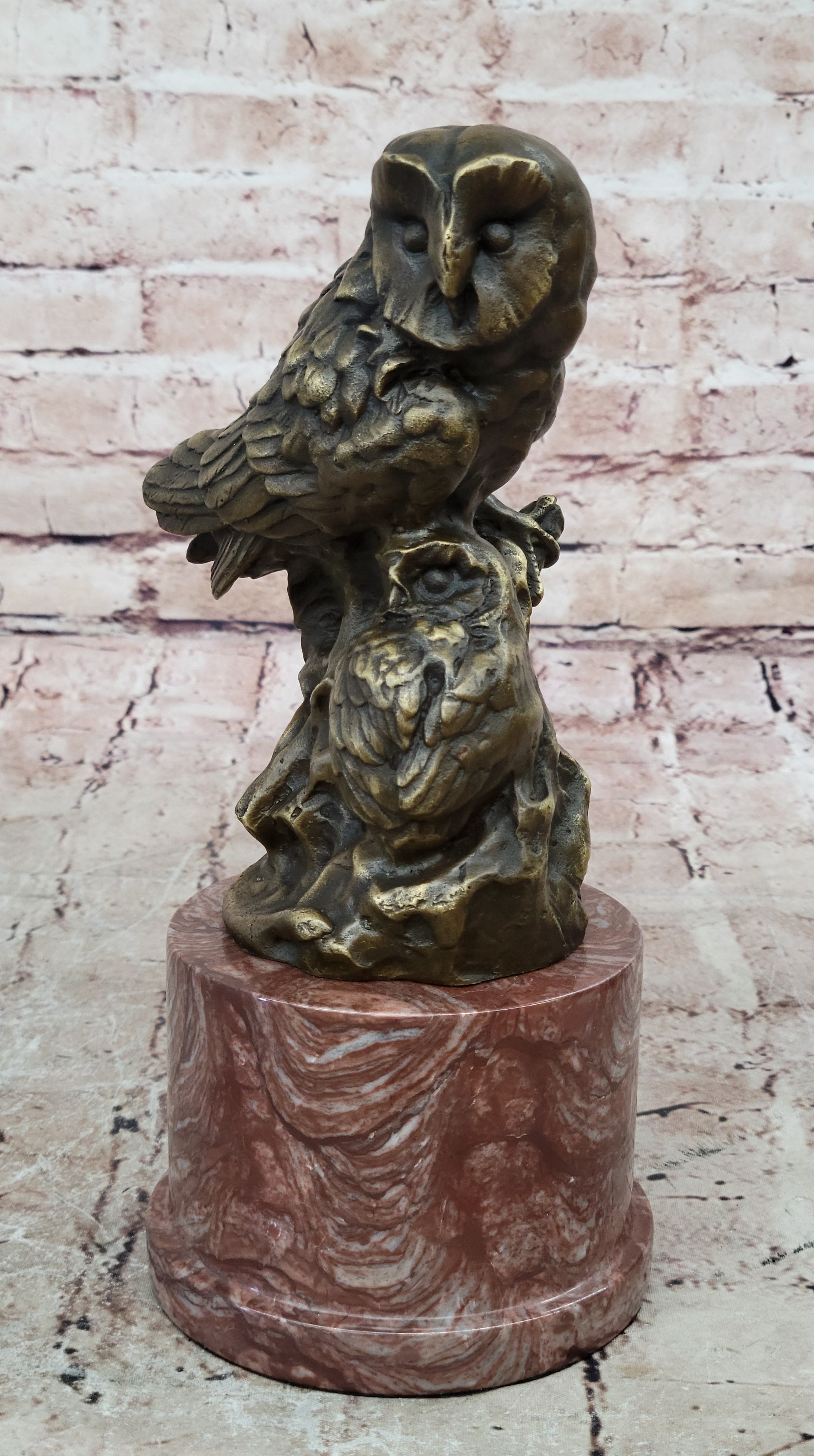 Bronze Sculpture Art Deco 2 Owls Animal Birds Wildlife Hot Cast Home Decor Sale