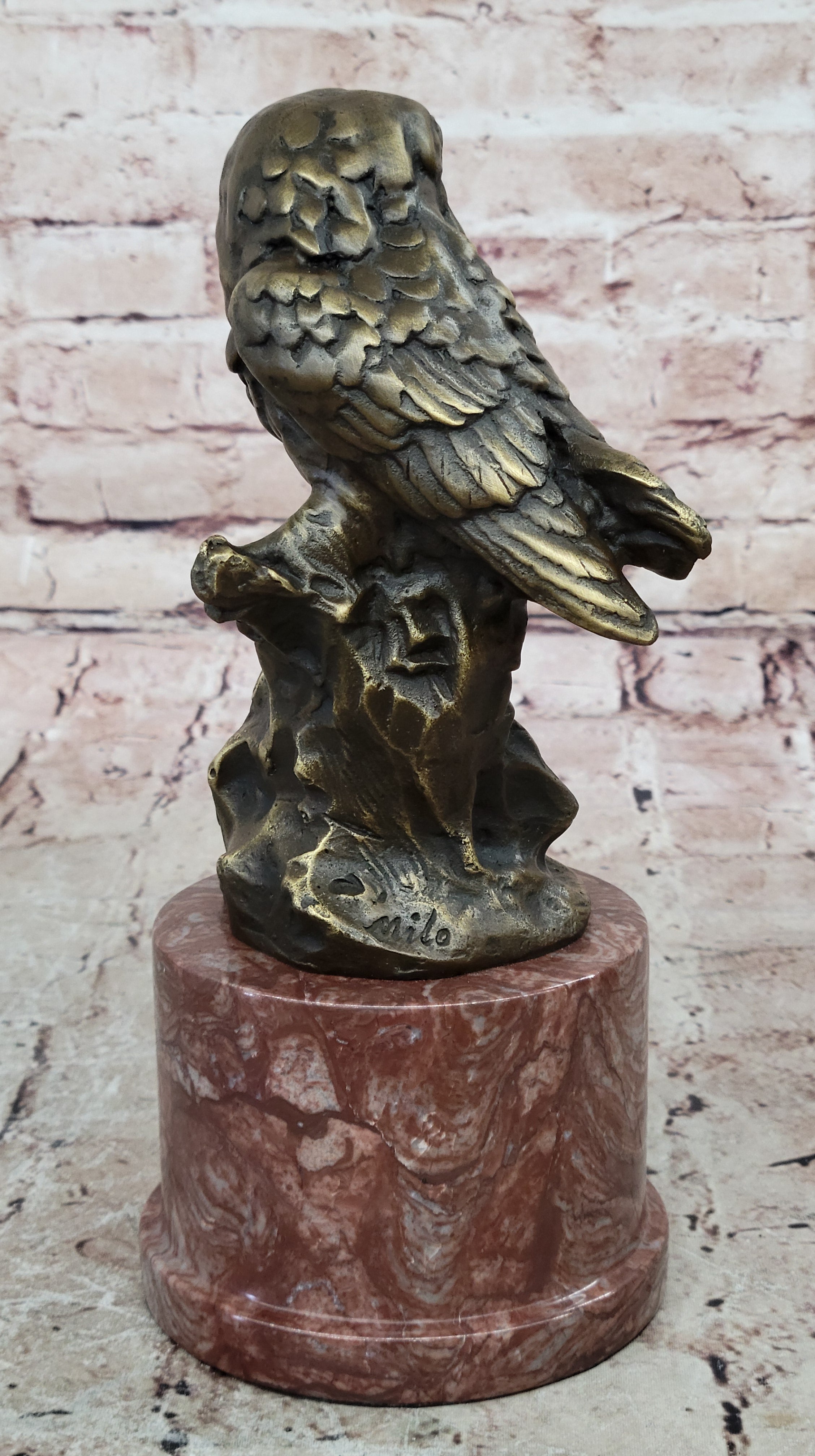 Bronze Sculpture Art Deco 2 Owls Animal Birds Wildlife Hot Cast Home Decor Sale
