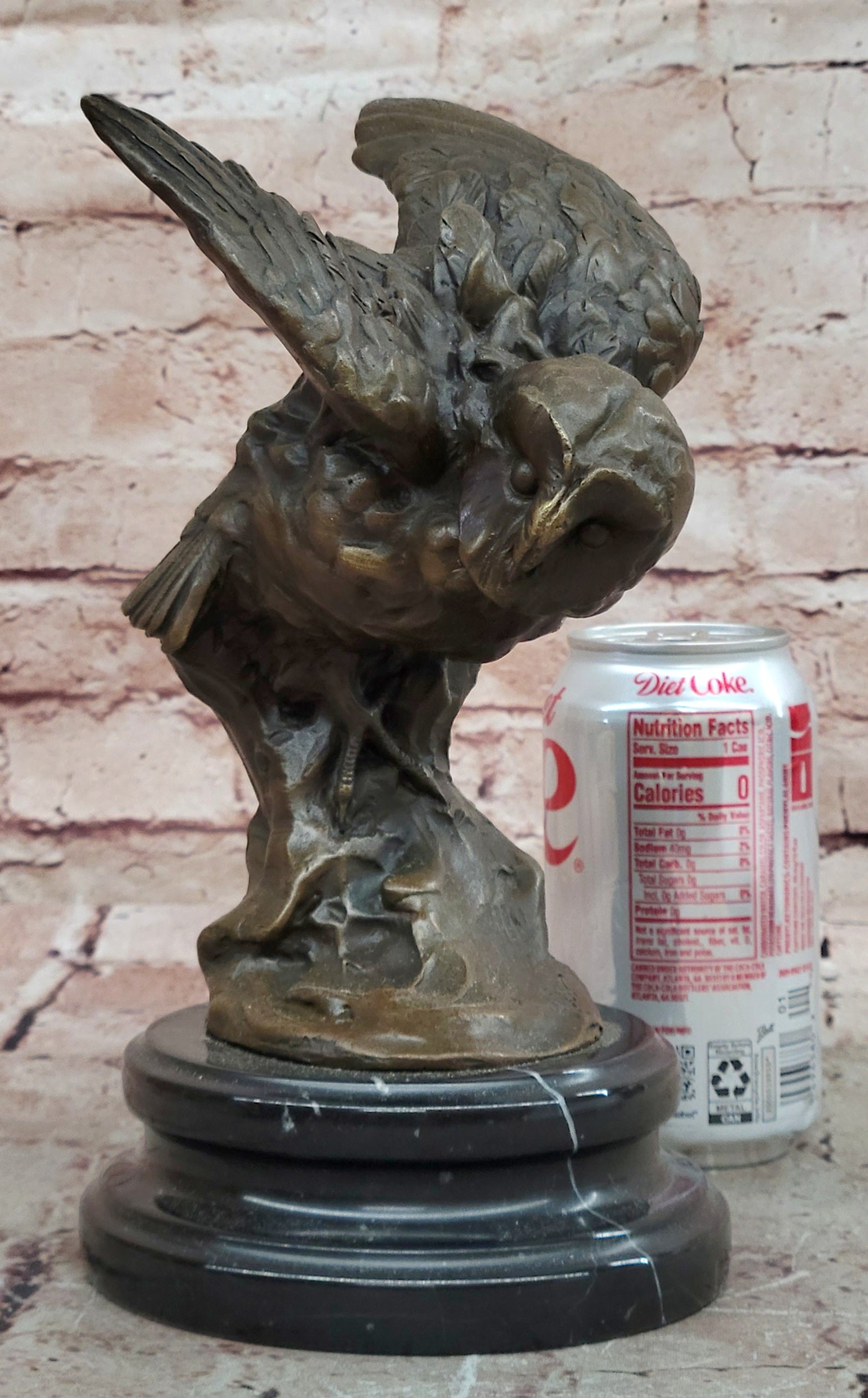 Milo Flying Owl Bronze Sculpture Desk Statue Animal Collectible Hot Cast