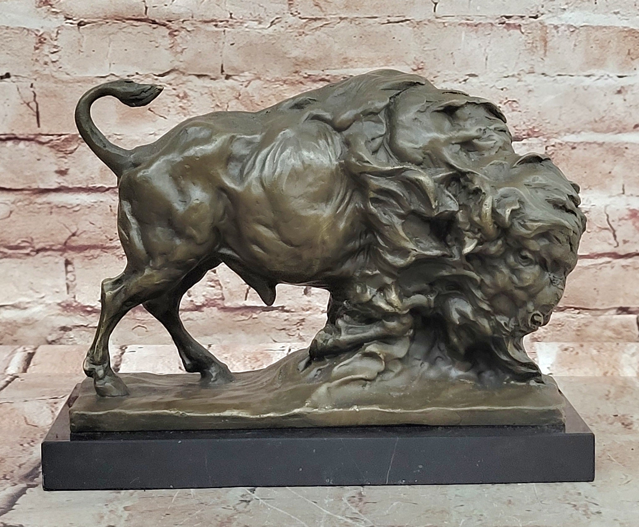 Original Milo Bronze Bison Bull Sculpture Hot Cast Animal Figurine Gift
